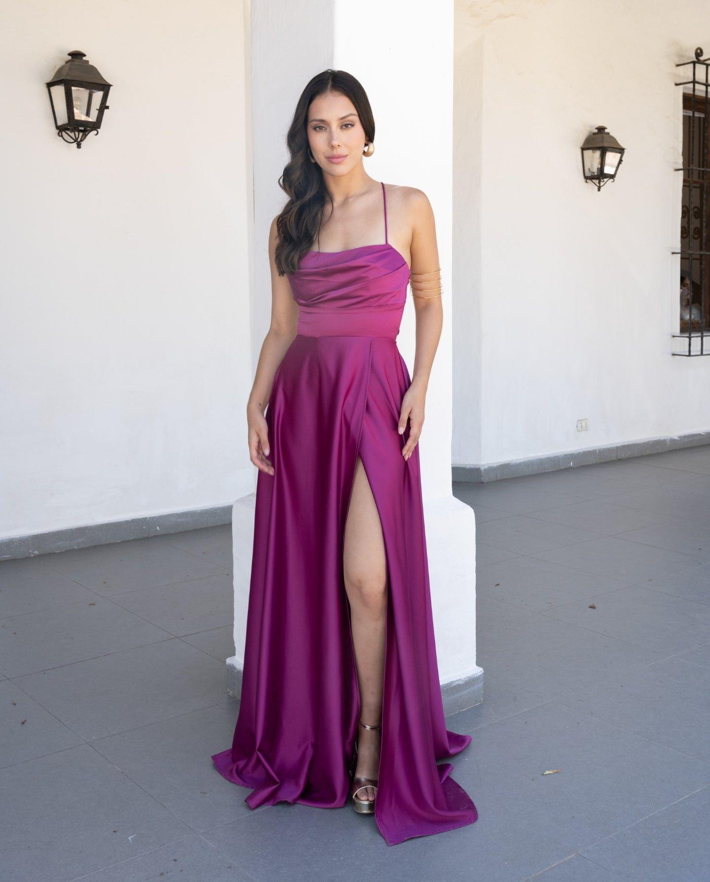 Vestido de Fiesta Largo Camila Magenta-2