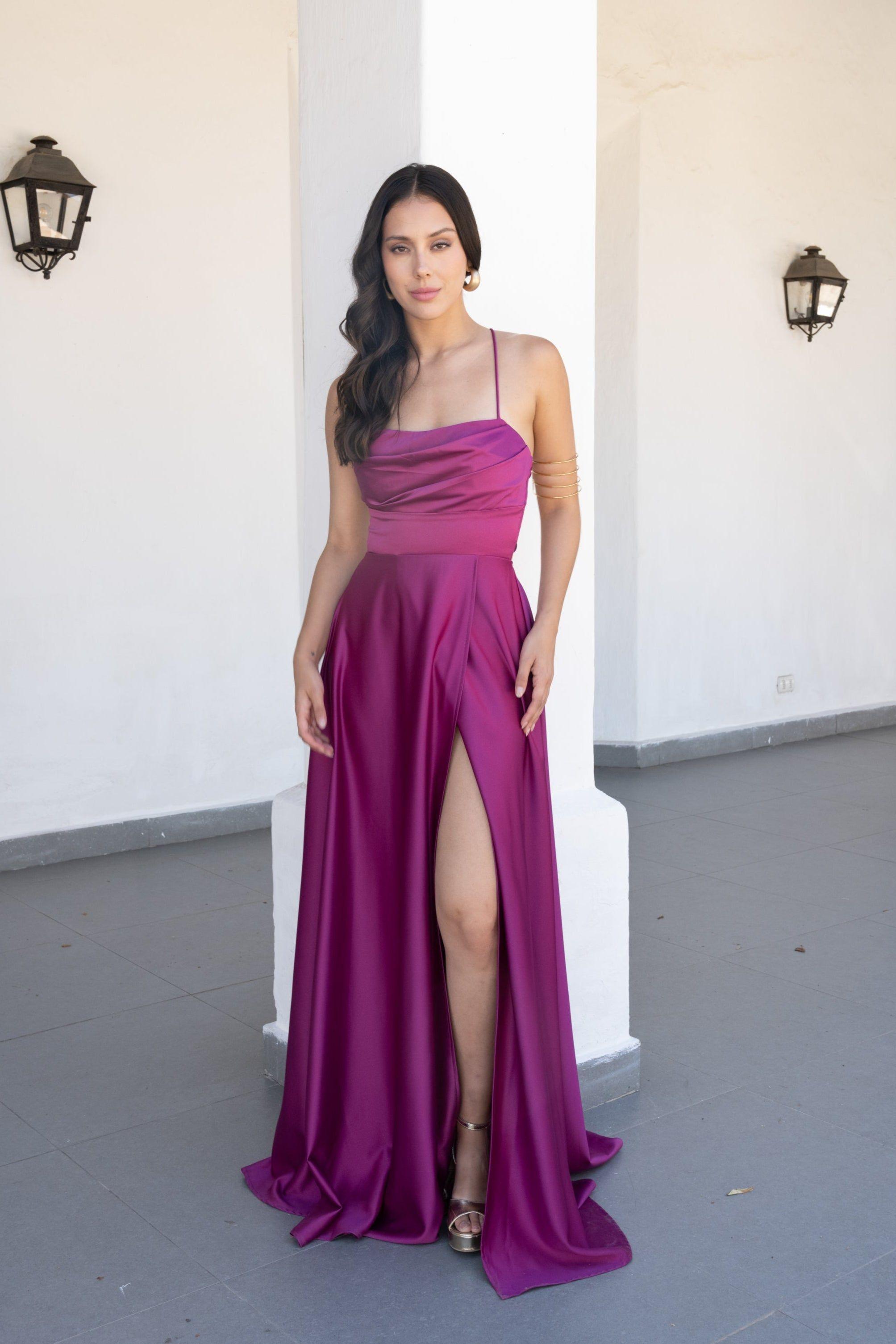 Vestido de Fiesta Largo Camila Magenta-5