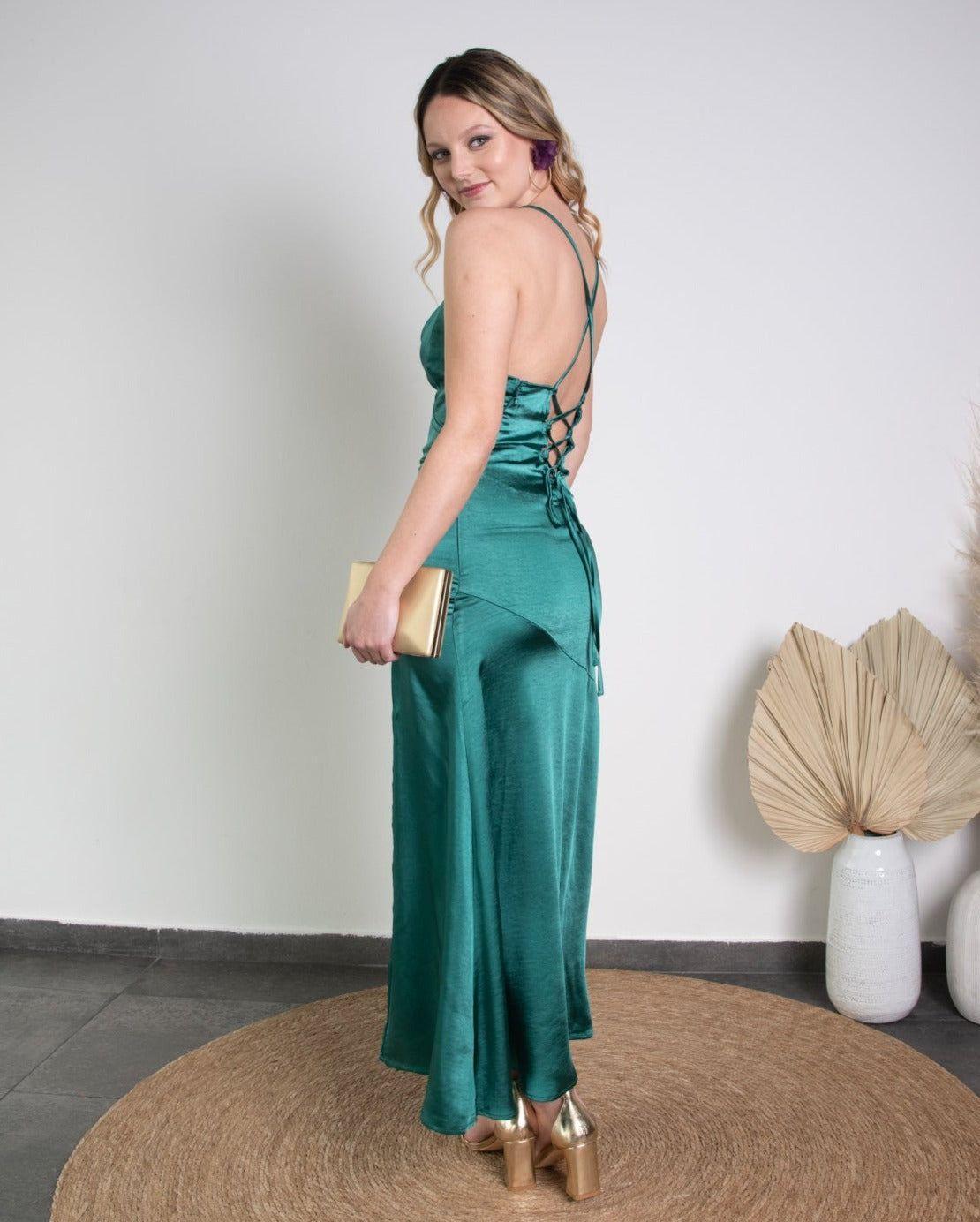 Vestido de Fiesta Renata Satin Verde-0