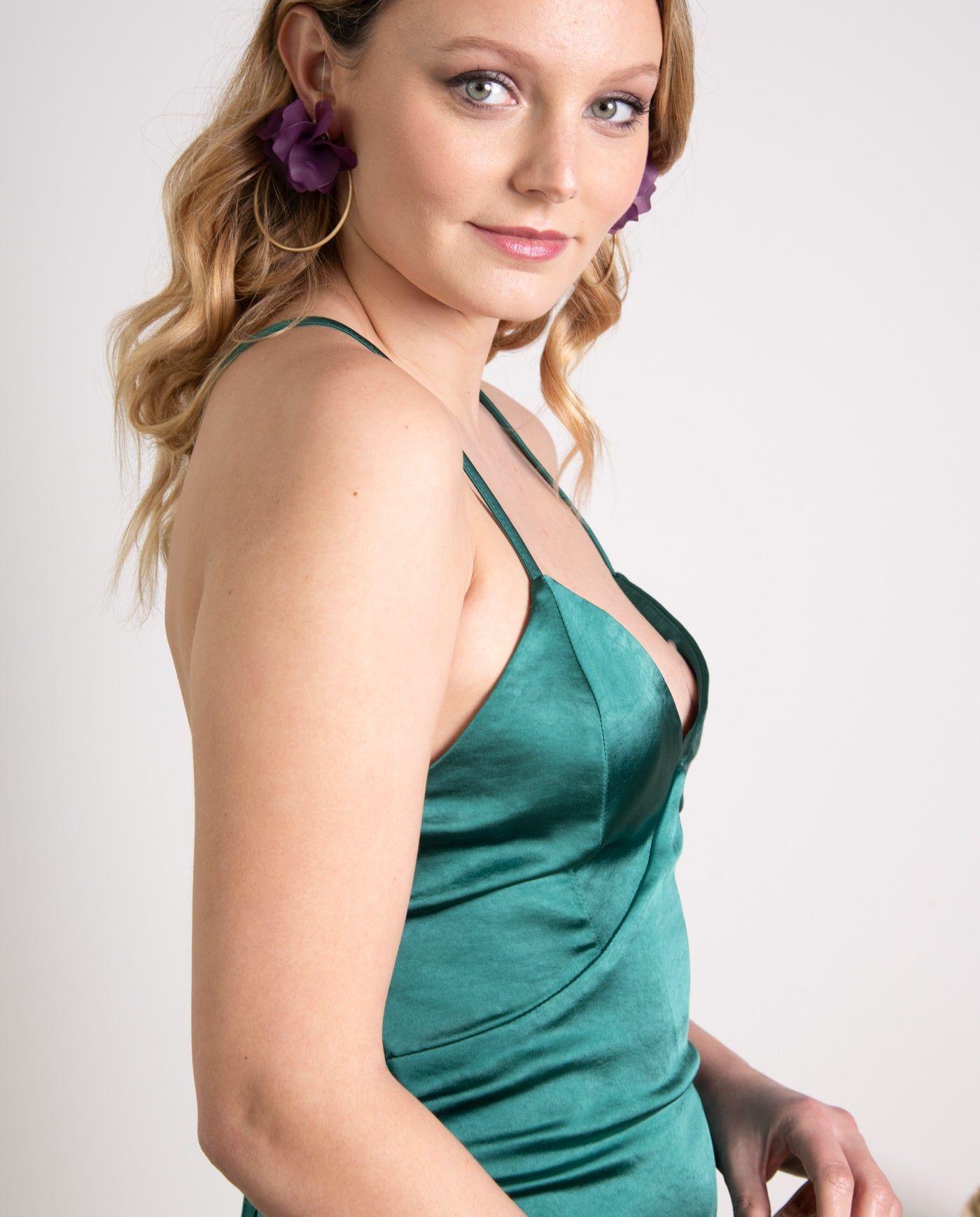 Vestido de Fiesta Renata Satin Verde-3