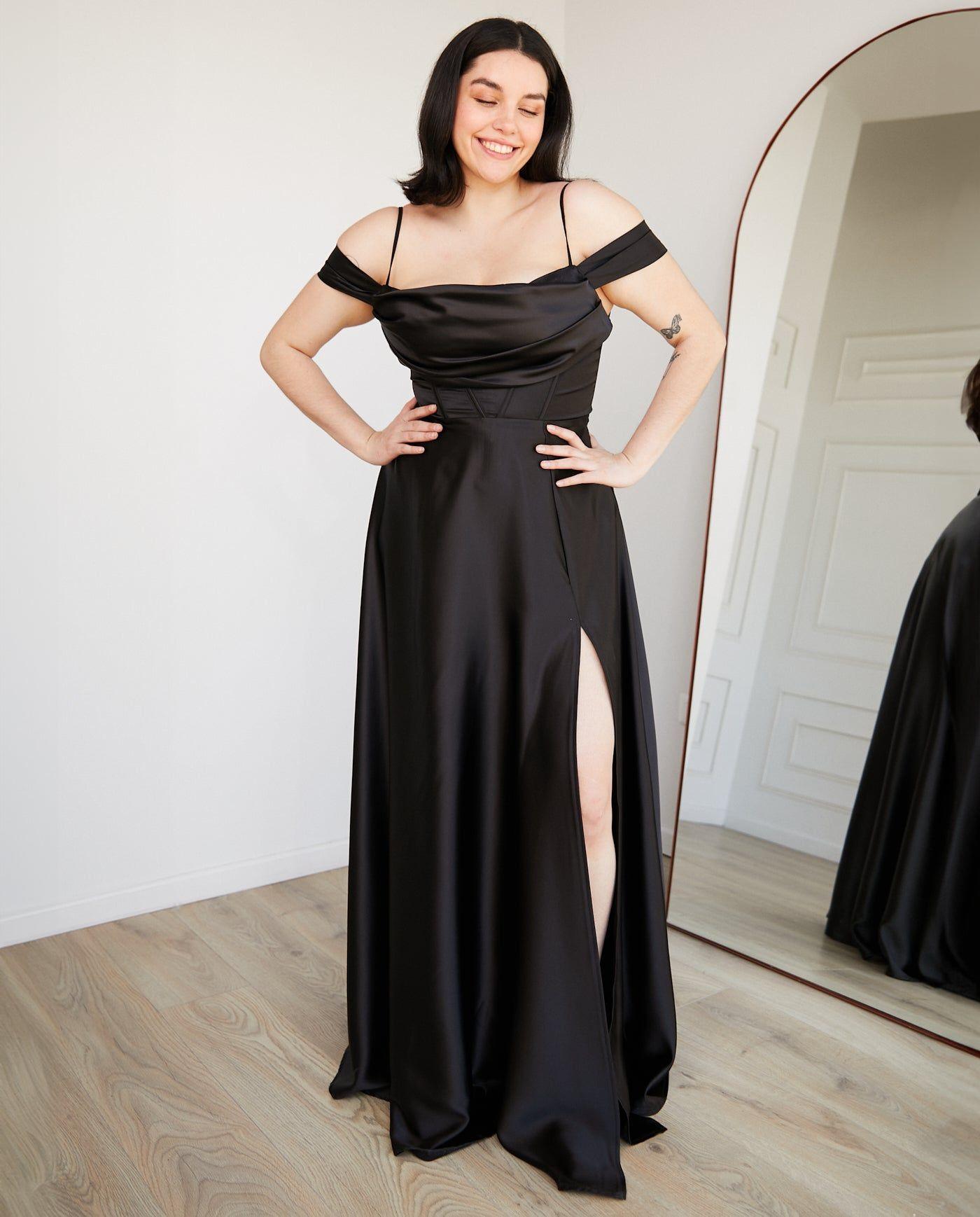 Vestido Largo de Fiesta Atenea Corset Negro-4