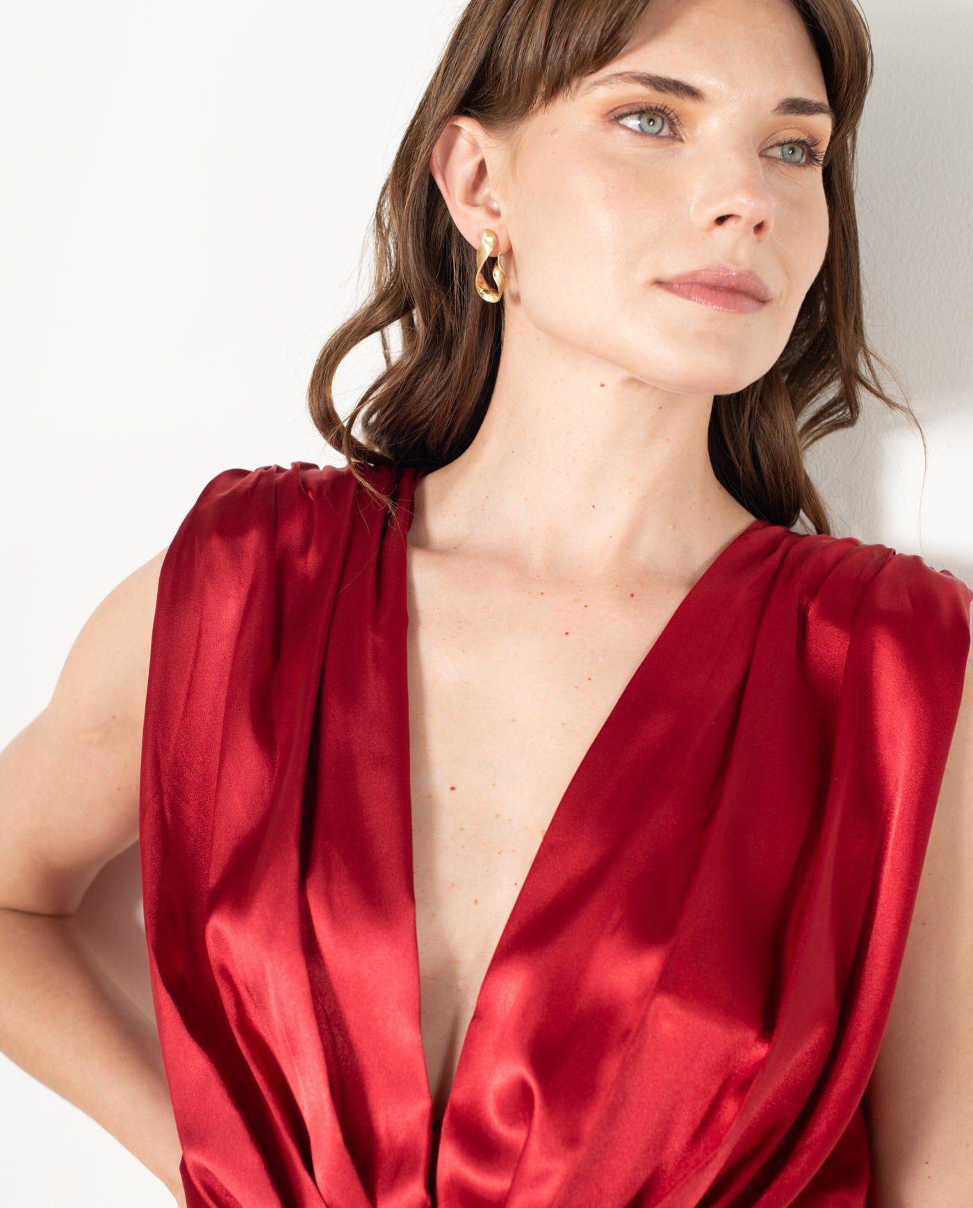 Vestido Largo de Fiesta Oporto Rojo Italiano-1