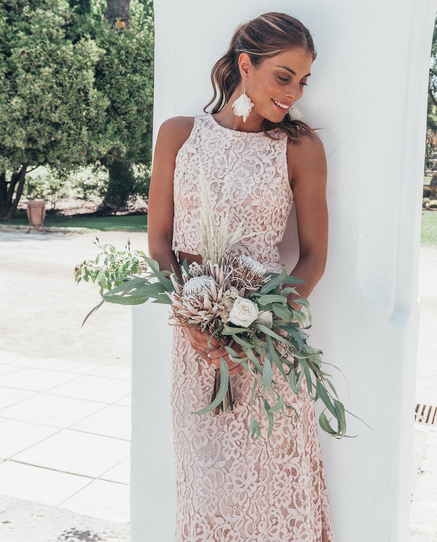 VESTIDO DE NOVIA 2 PIEZAS CONJUNTO EVA ROSA PALO-0