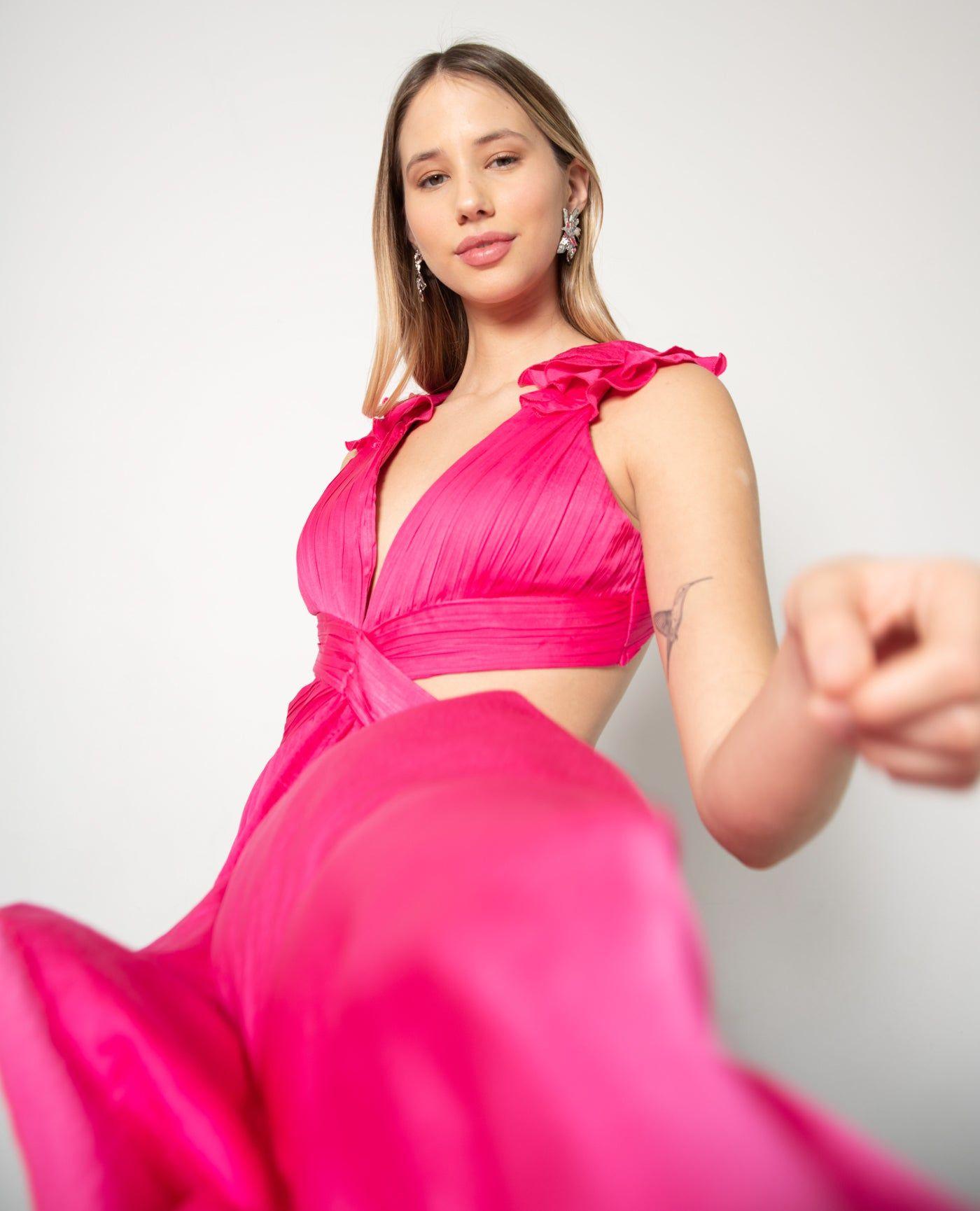 VESTIDO DE FIESTA LARGO PETRA FUCSIA-0