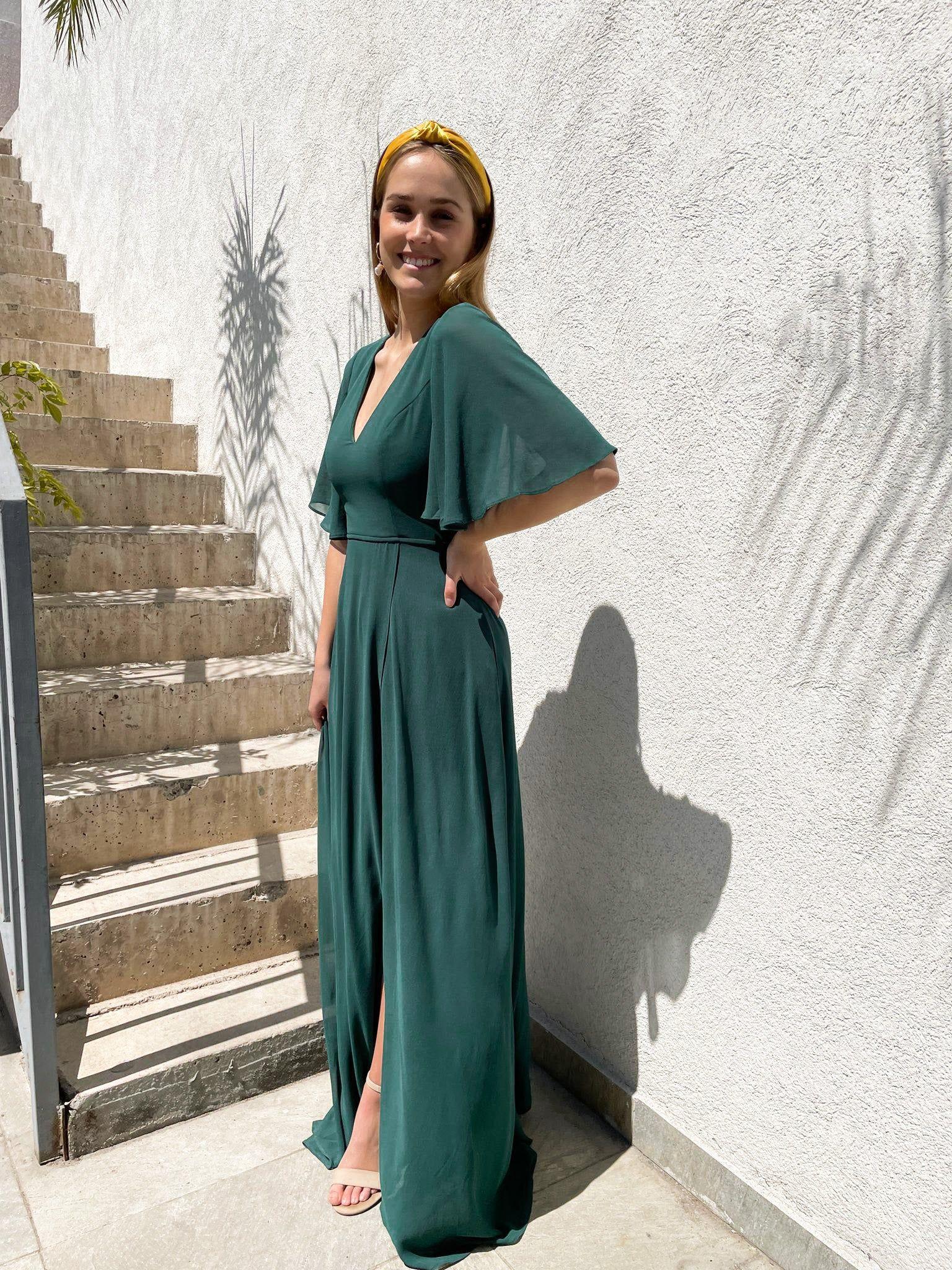 Vestido Largo Cristina Verde-5
