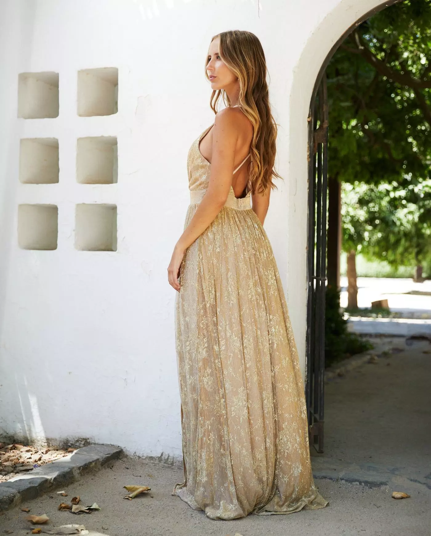 Vestido Largo de Fiesta Laura Brillante Dorado-2