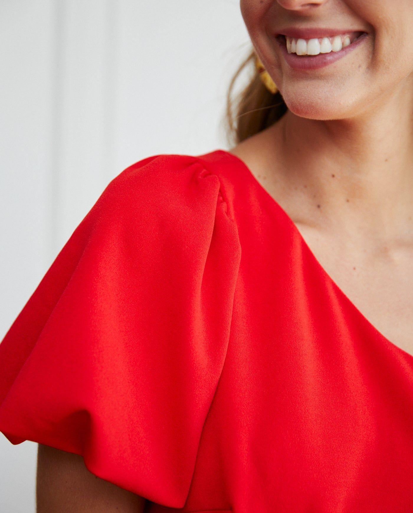 Vestido Corto de Fiesta Carlota Rojo-4