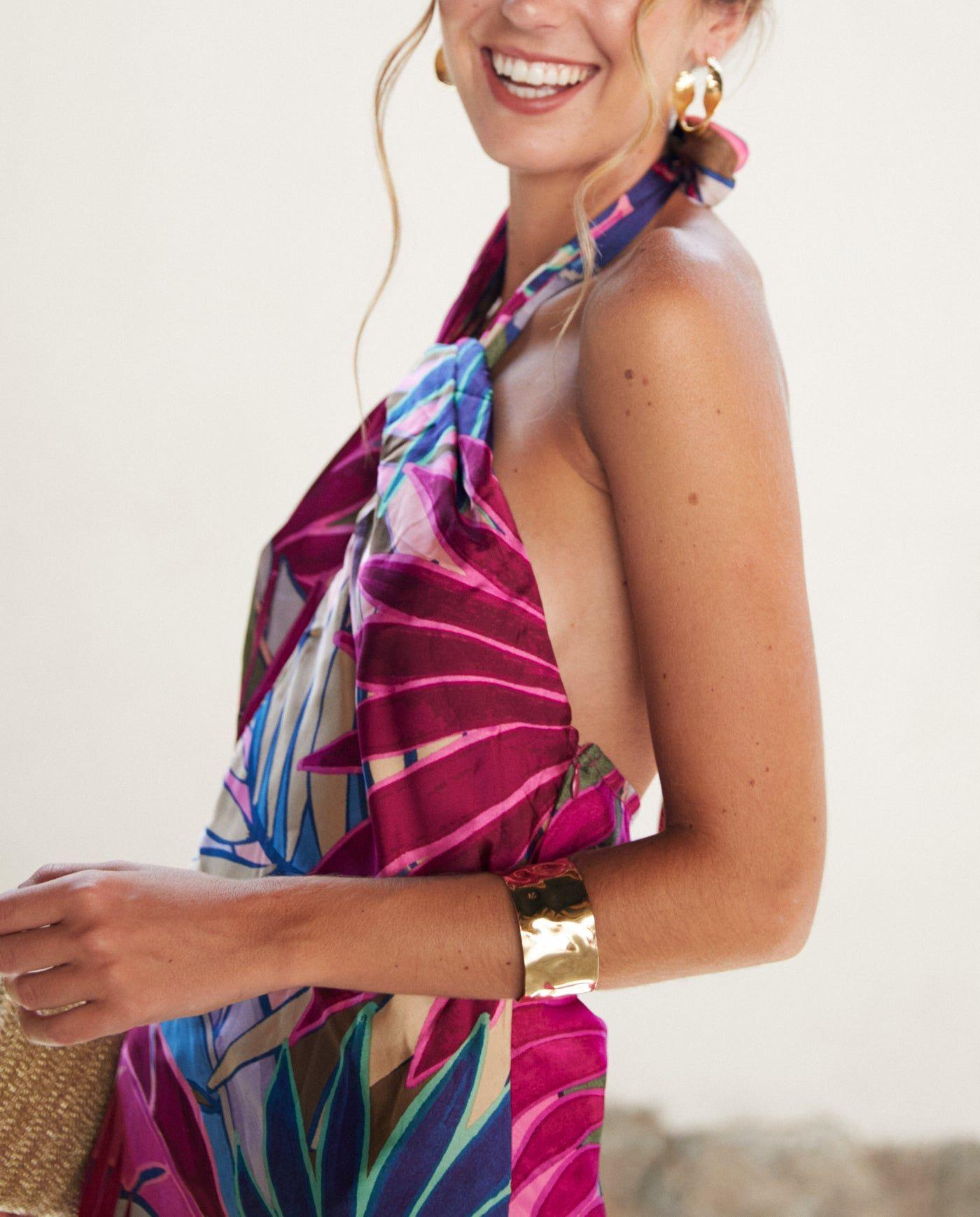 Vestido Largo de Fiesta Jazmin Fondo Fucsia-4