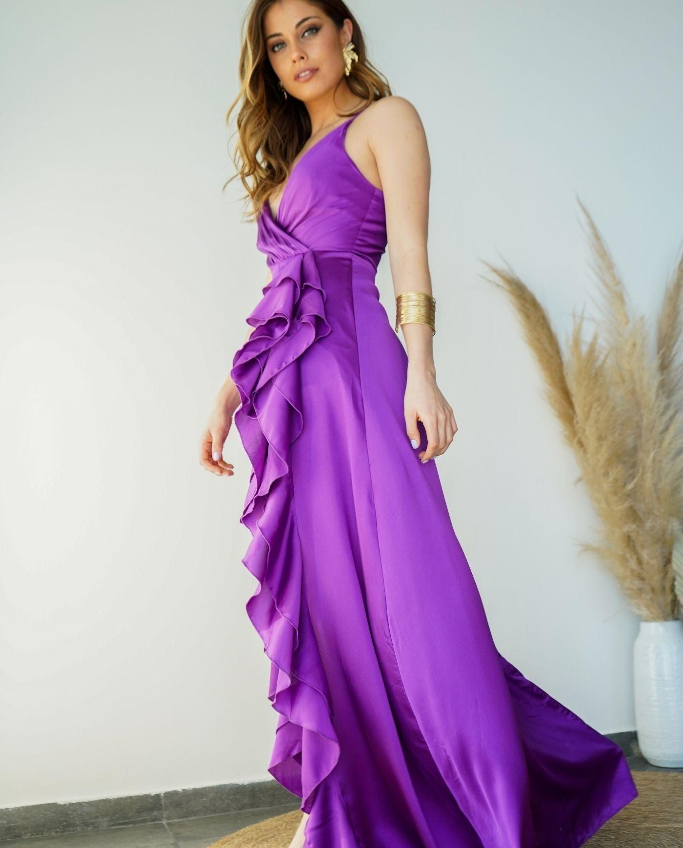 Vestido de Fiesta Largo Silvina Magenta-2