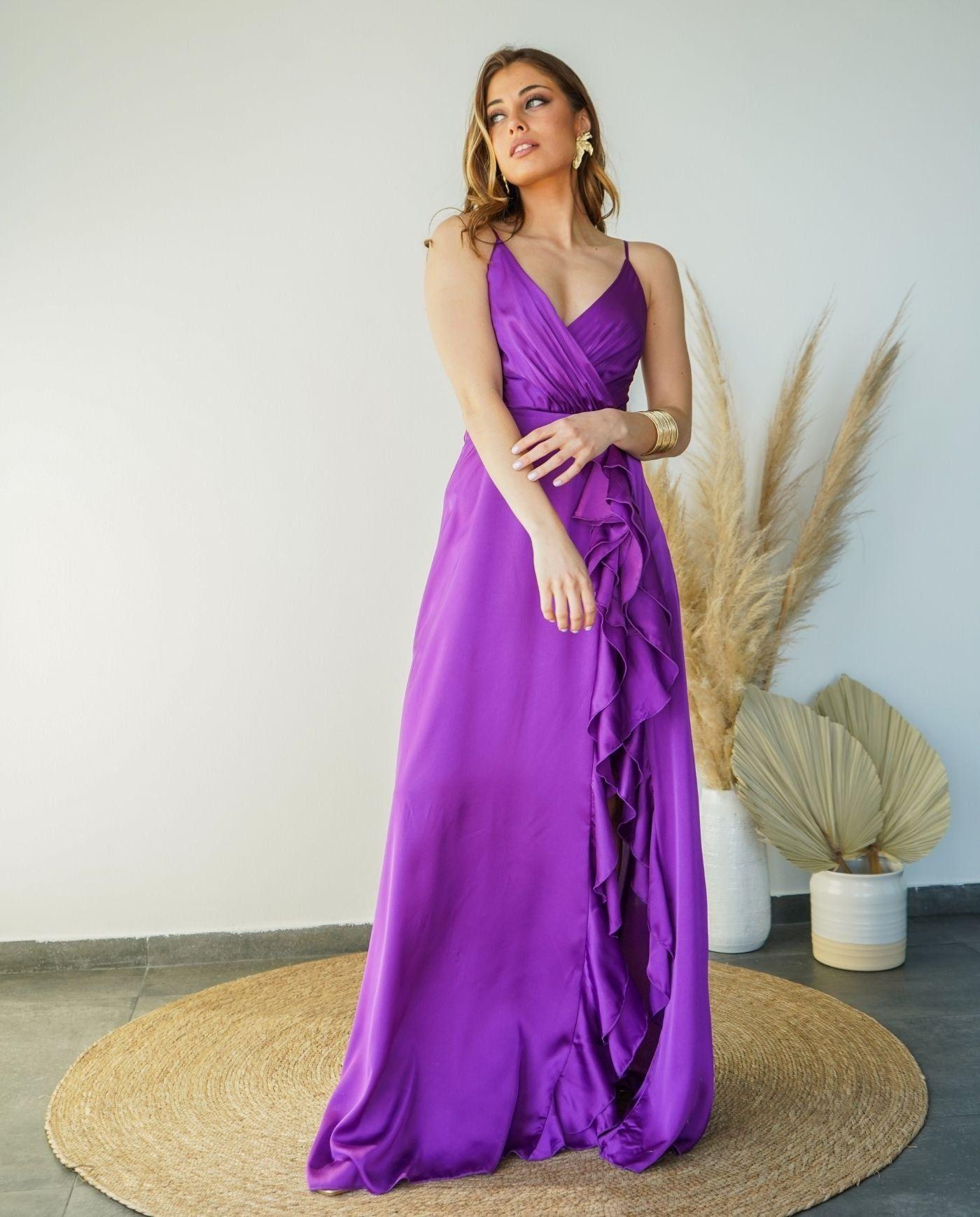 Vestido de Fiesta Largo Silvina Magenta-4