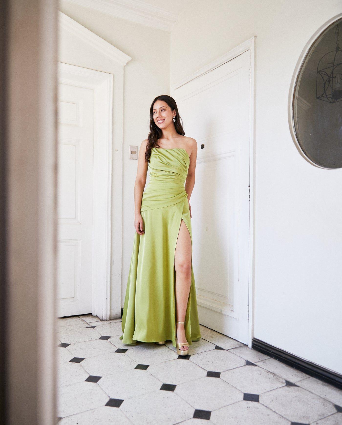 Vestido Largo de Fiesta Rafaella Verde Limón-0