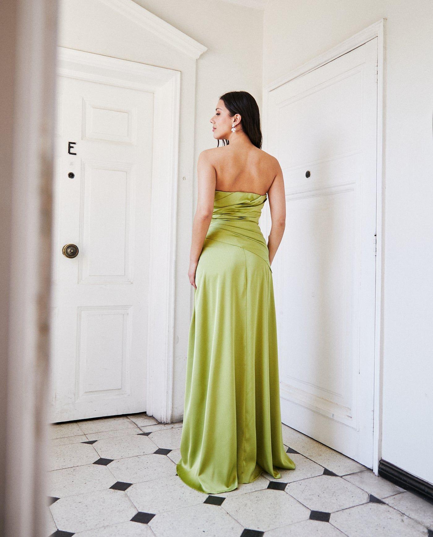 Vestido Largo de Fiesta Rafaella Verde Limón-1