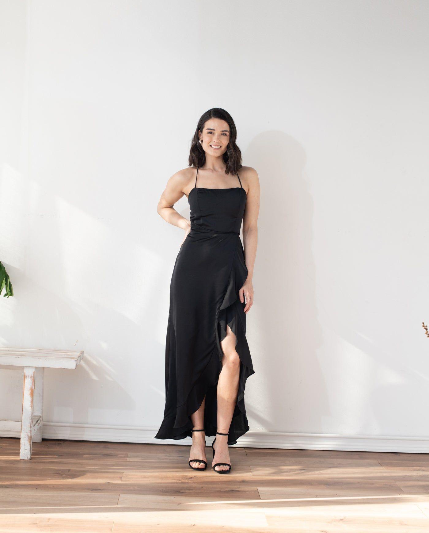 Vestido Largo de Fiesta Olimpia Negro-3