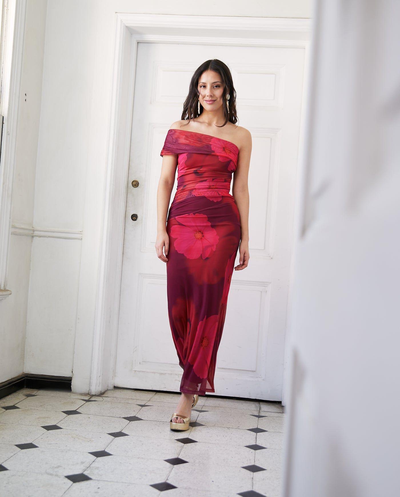 Vestido Largo de Fiesta Segovia Fondo Burdeo-1