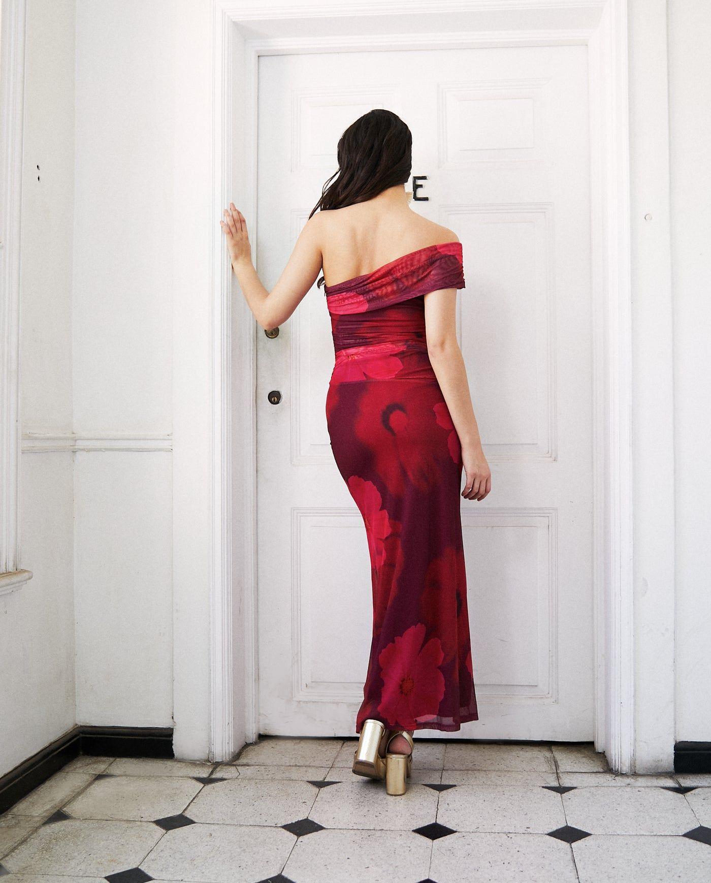 Vestido Largo de Fiesta Segovia Fondo Burdeo-3