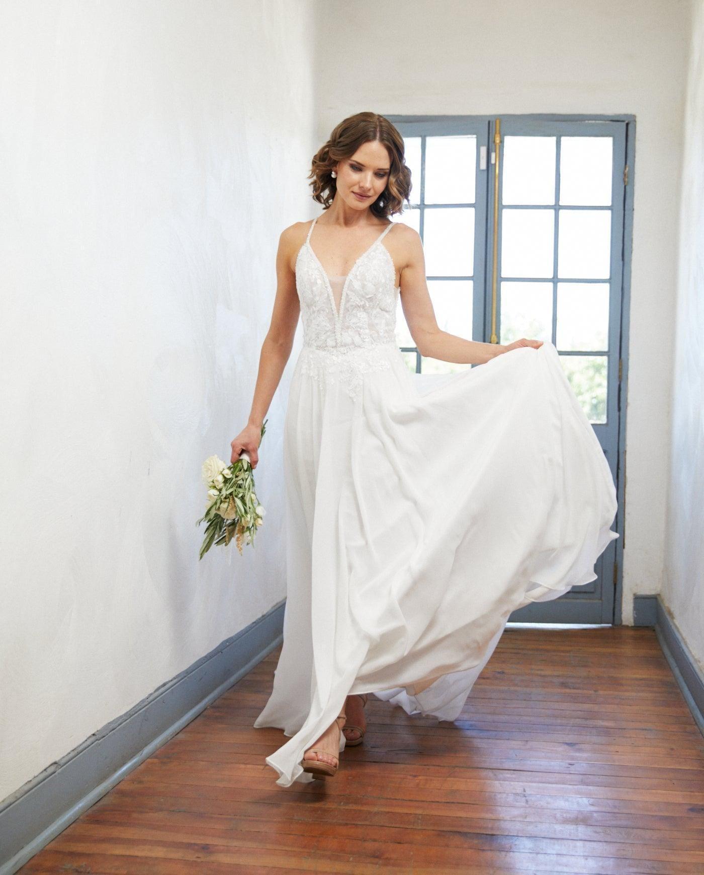 Vestido Largo de Novia Lys Gasa Ivory-0