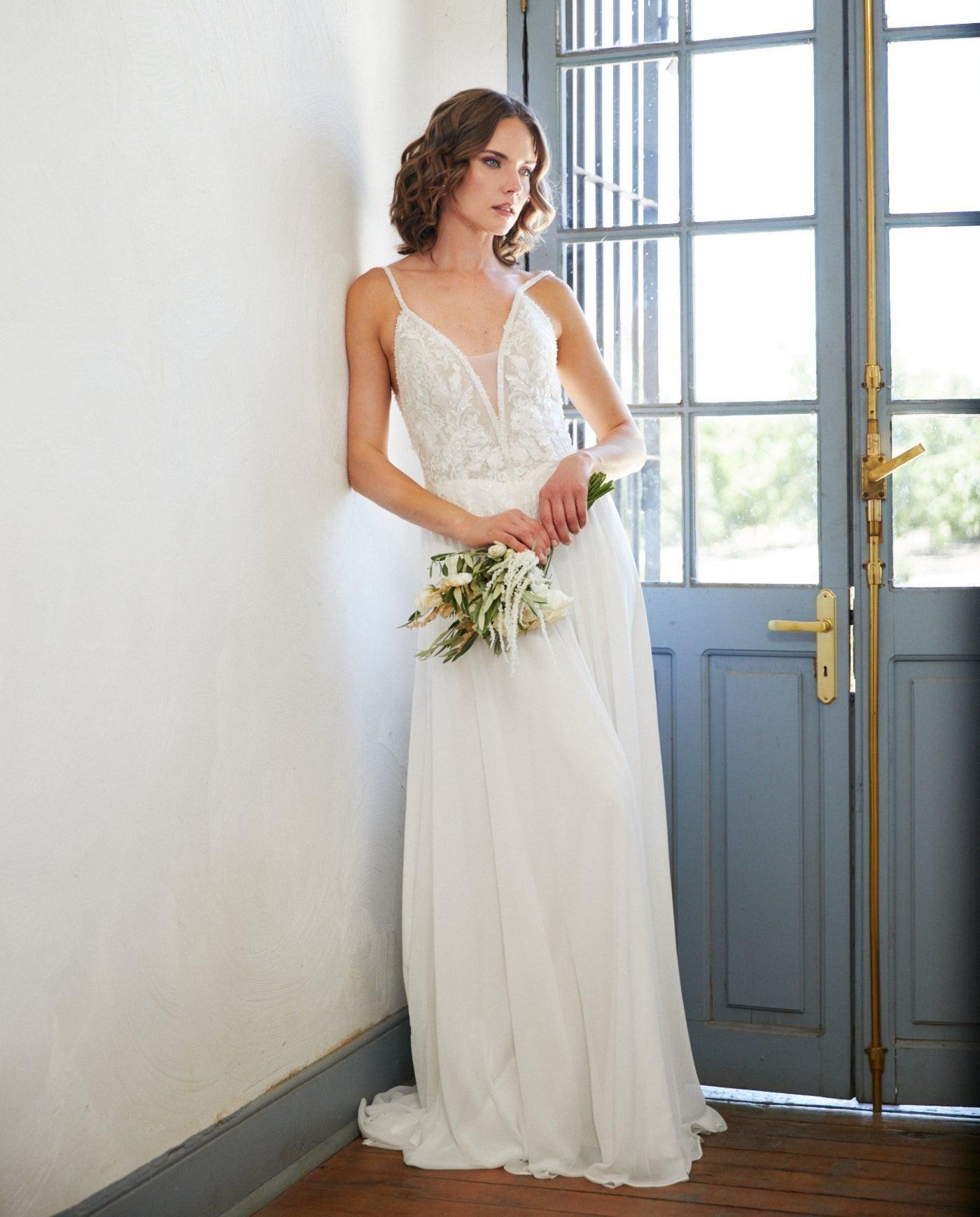 Vestido Largo de Novia Lys Gasa Ivory-3