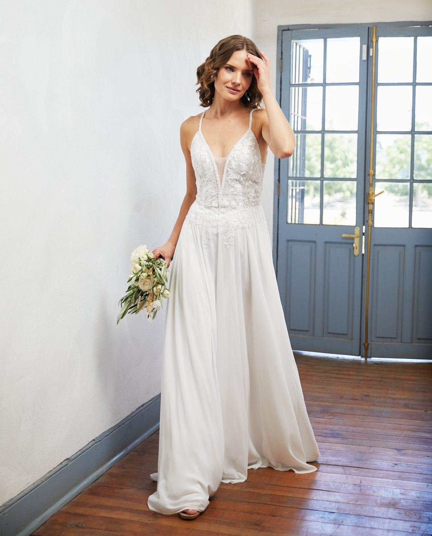 Vestido Largo de Novia Lys Gasa Ivory-4