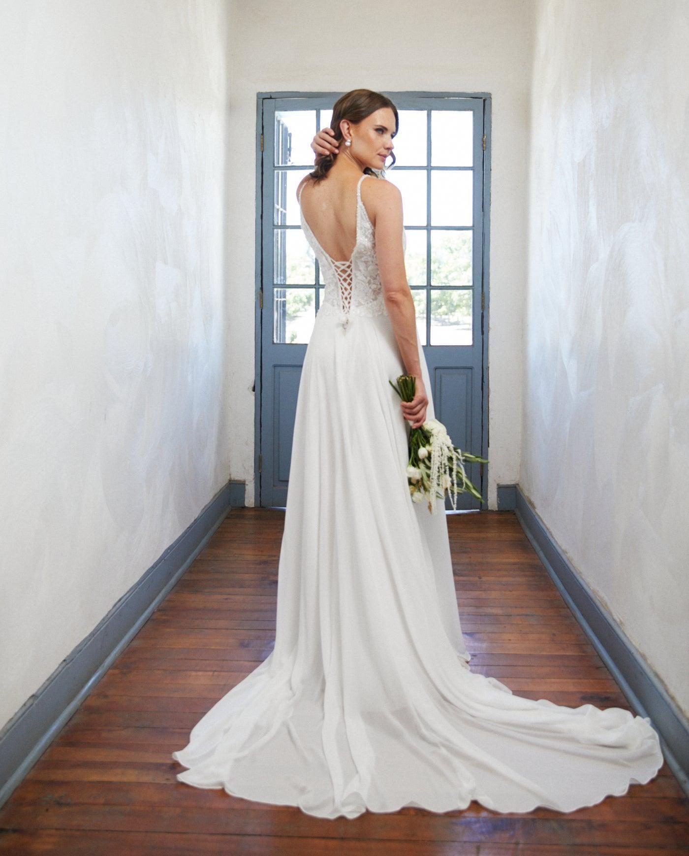 Vestido Largo de Novia Lys Gasa Ivory-5