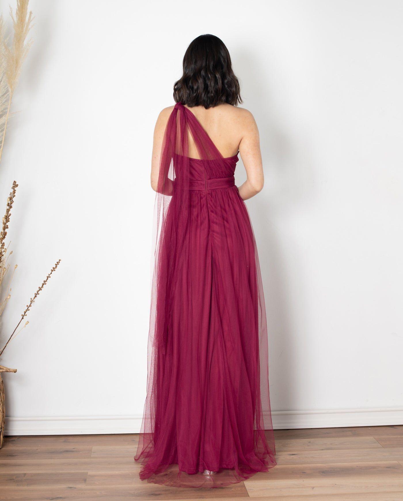 Vestido Largo de Fiesta Gabi Multiformas Burdeo-1