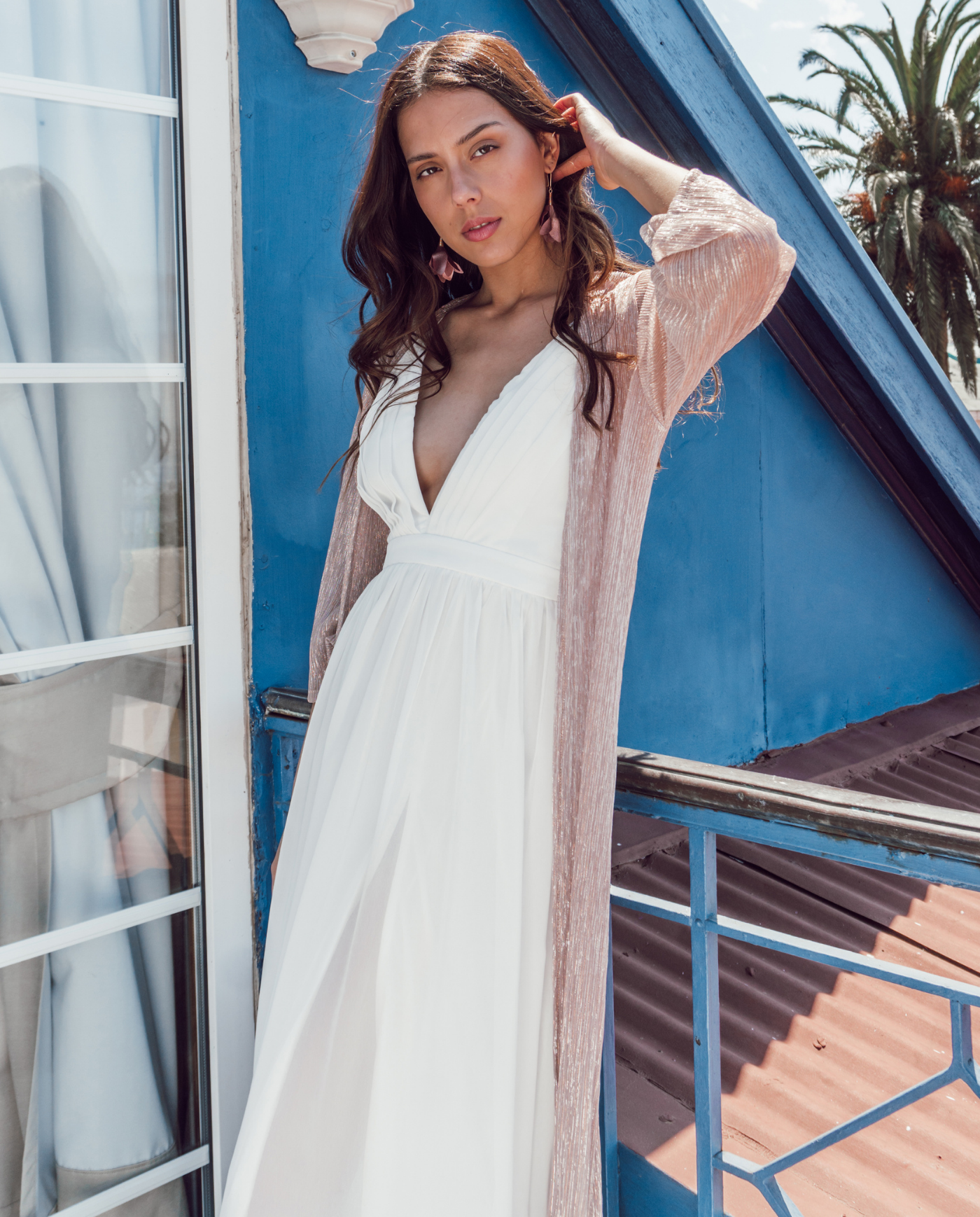 Maxi Tapado Camila Plisado Transparente Rosado-2