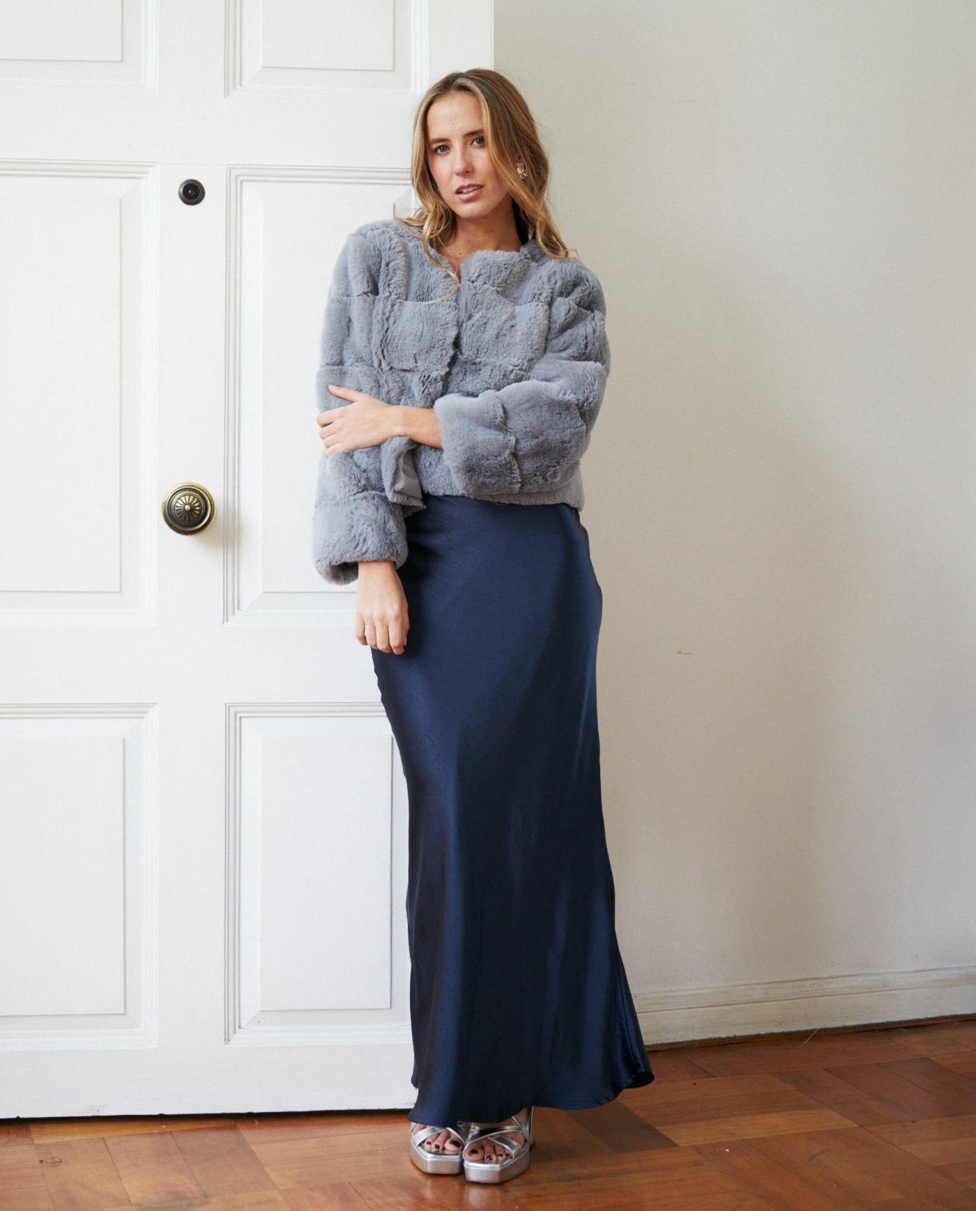 Vestido Largo de Fiesta Tais Azul Oscuro-4