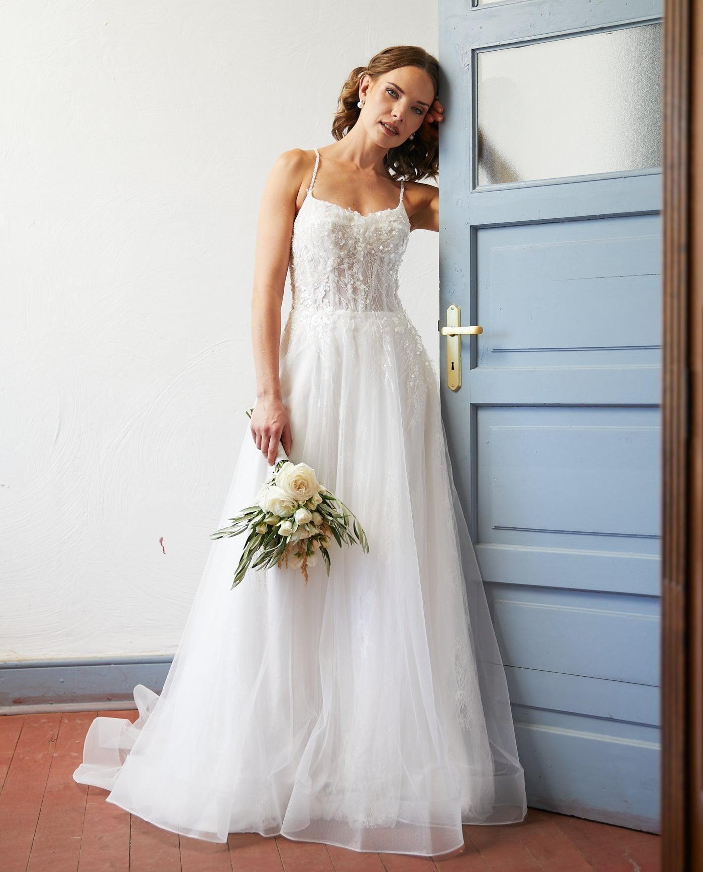 Vestido Largo de Novia Blanche Tul Ivory-0