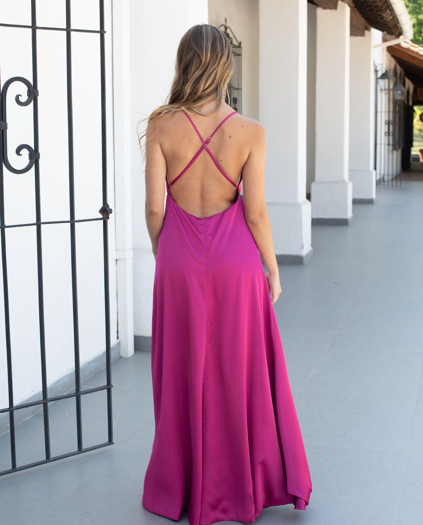 Vestido Largo de Fiesta Pepa Magenta-2