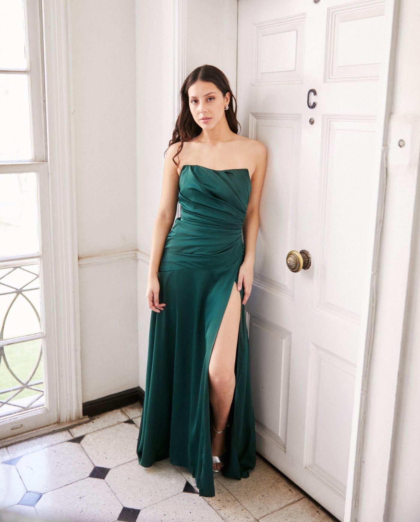 Vestido Largo de Fiesta Rafaella Verde Oscuro-0