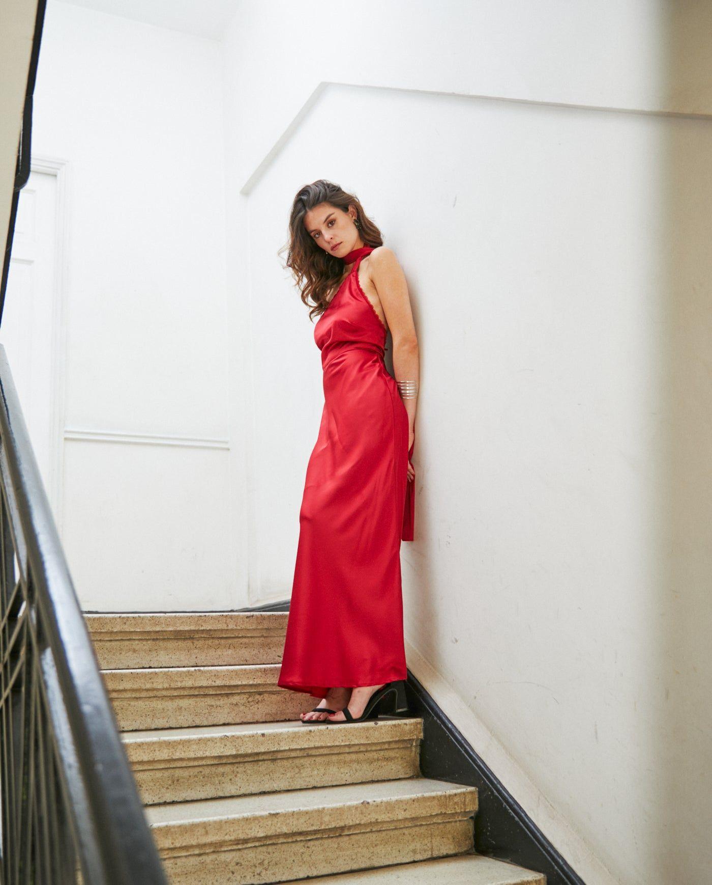 Vestido Largo de Fiesta Ayleen Rojo-2