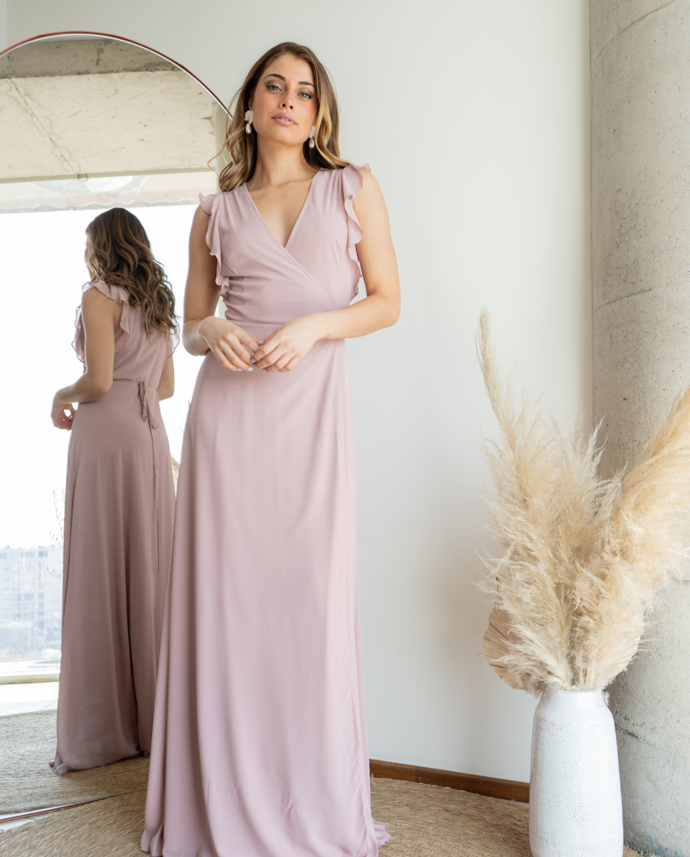 Vestido de Fiesta Largo Clara Palo Rosa-0