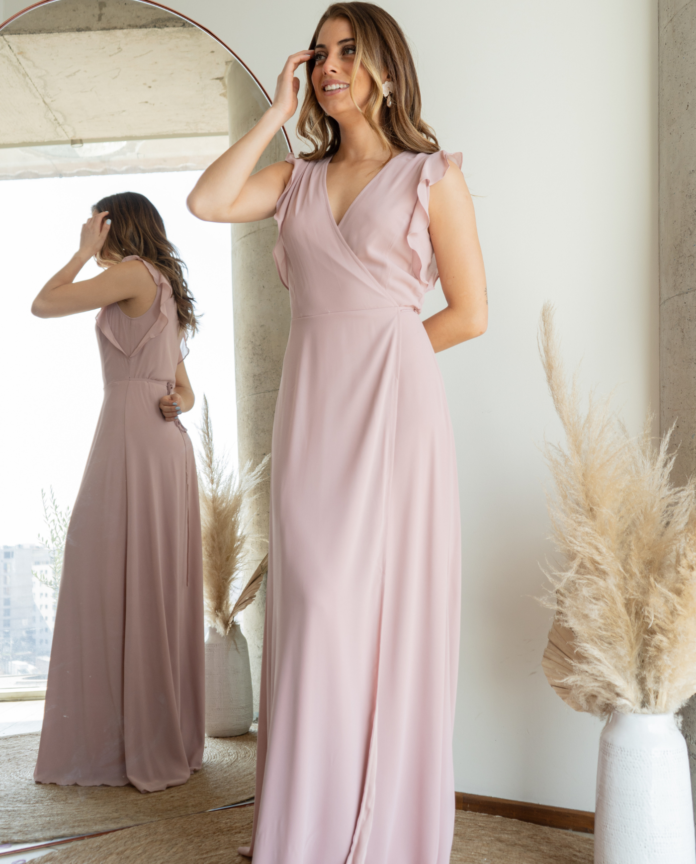 Vestido de Fiesta Largo Clara Palo Rosa-1