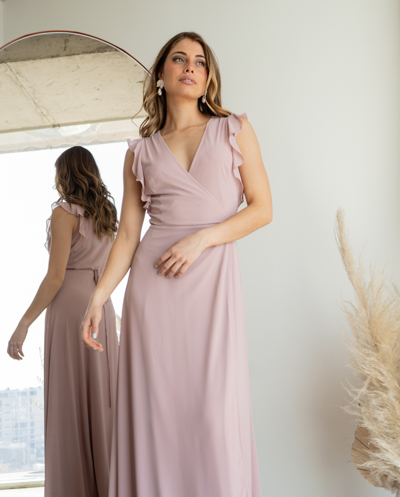 Vestido de Fiesta Largo Clara Palo Rosa-2