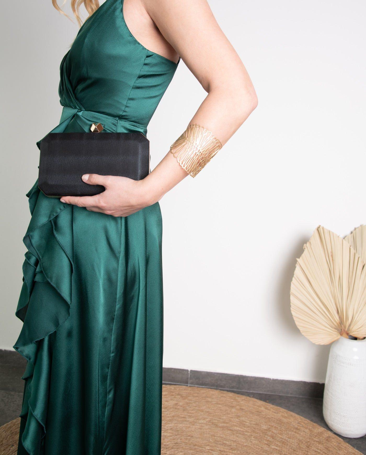 Clutch Antonieta con Broche Octogonal Diamante Negro-2