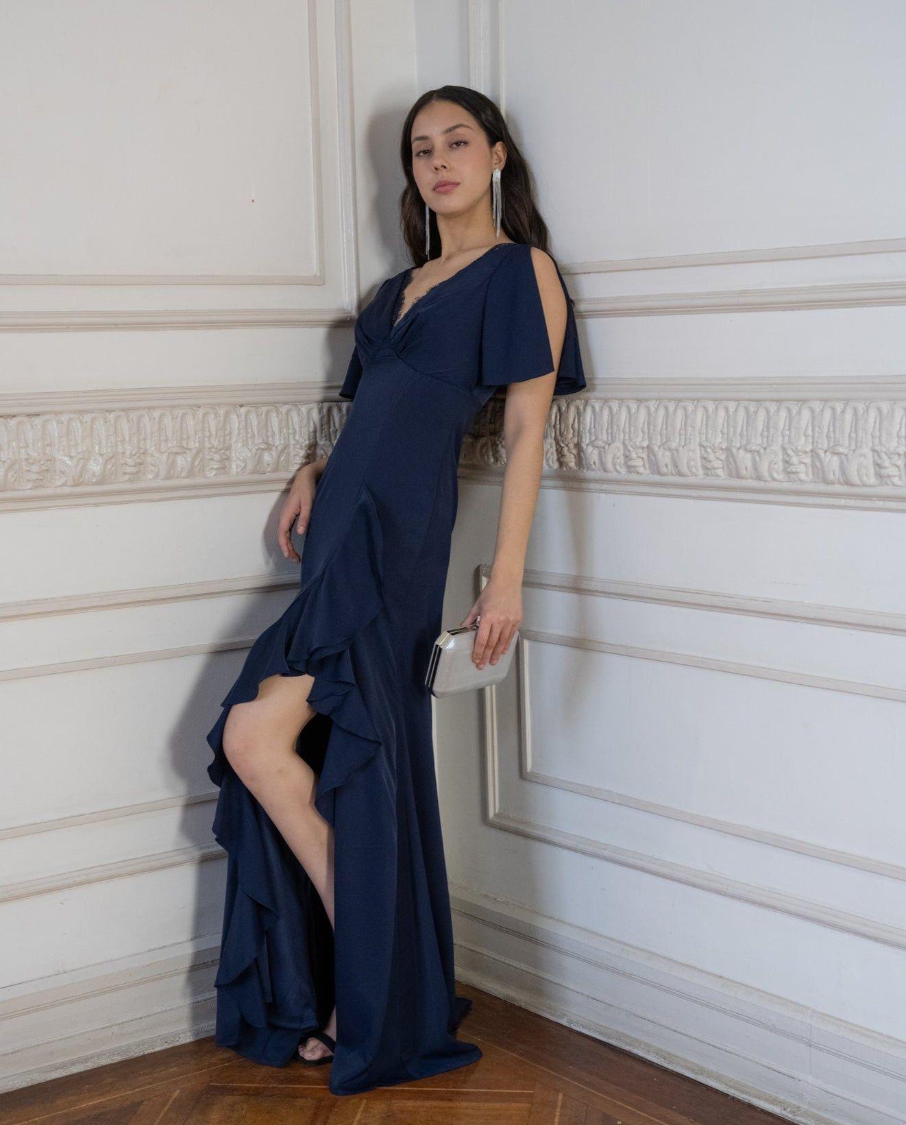 Vestido de Fiesta Lucerna Azul Oscuro-2