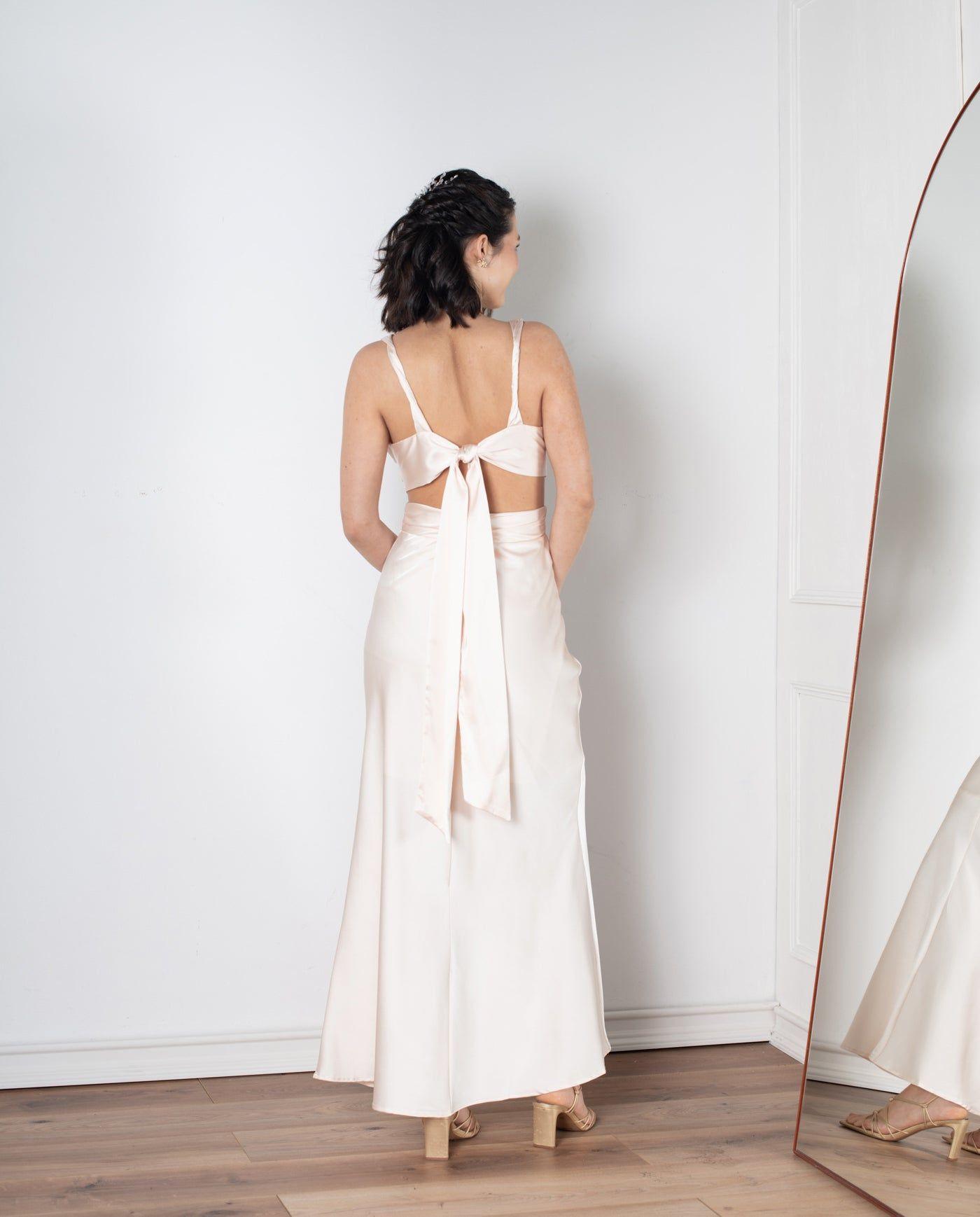 Vestido Largo de Fiesta Menorca Cut Out Champagne-0