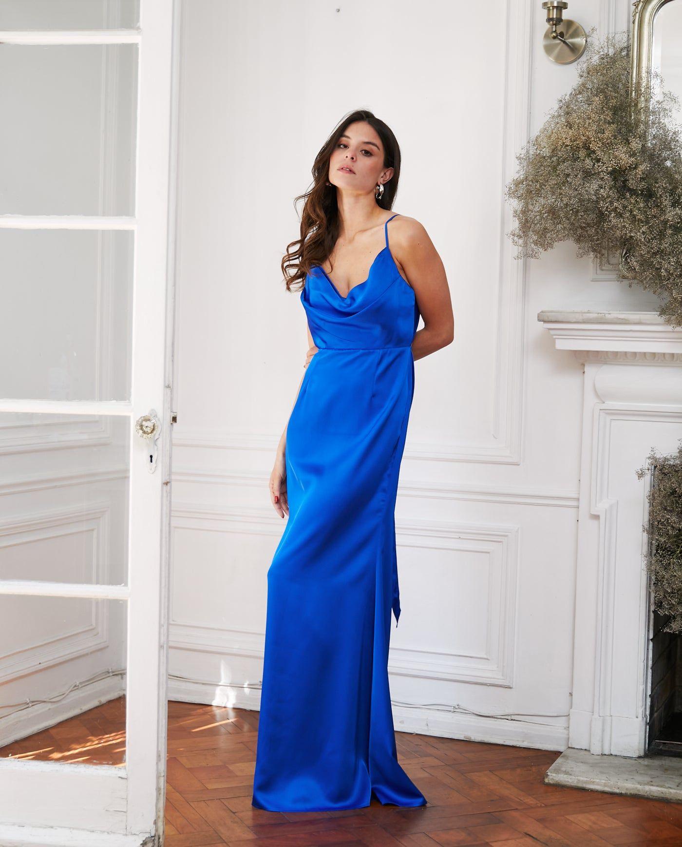 Vestido Largo de Fiesta Isi Azul Royal-2