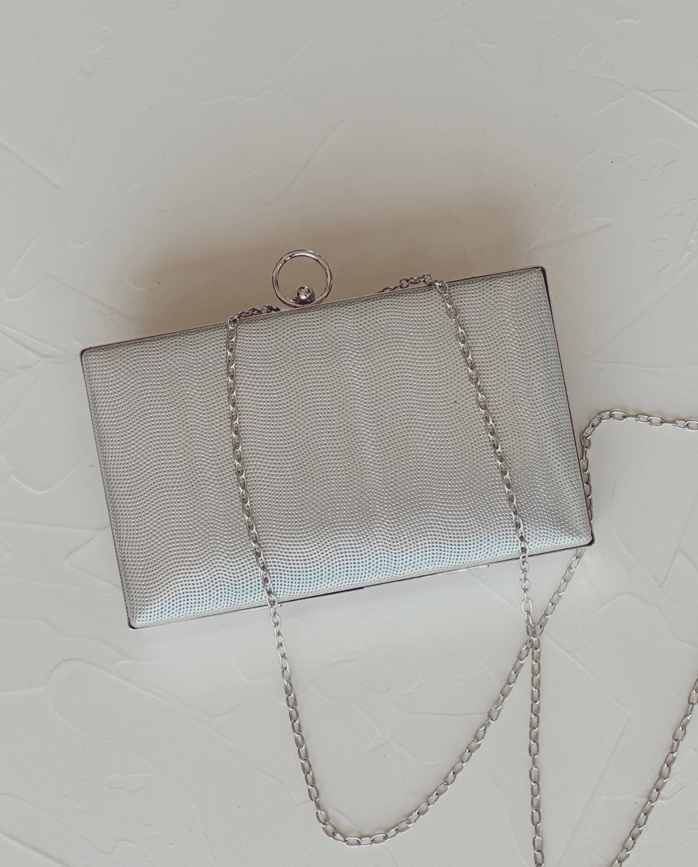 CLUTCH LORENZA RECTANGULAR CON BROCHE ANILLO PLATEADO-2