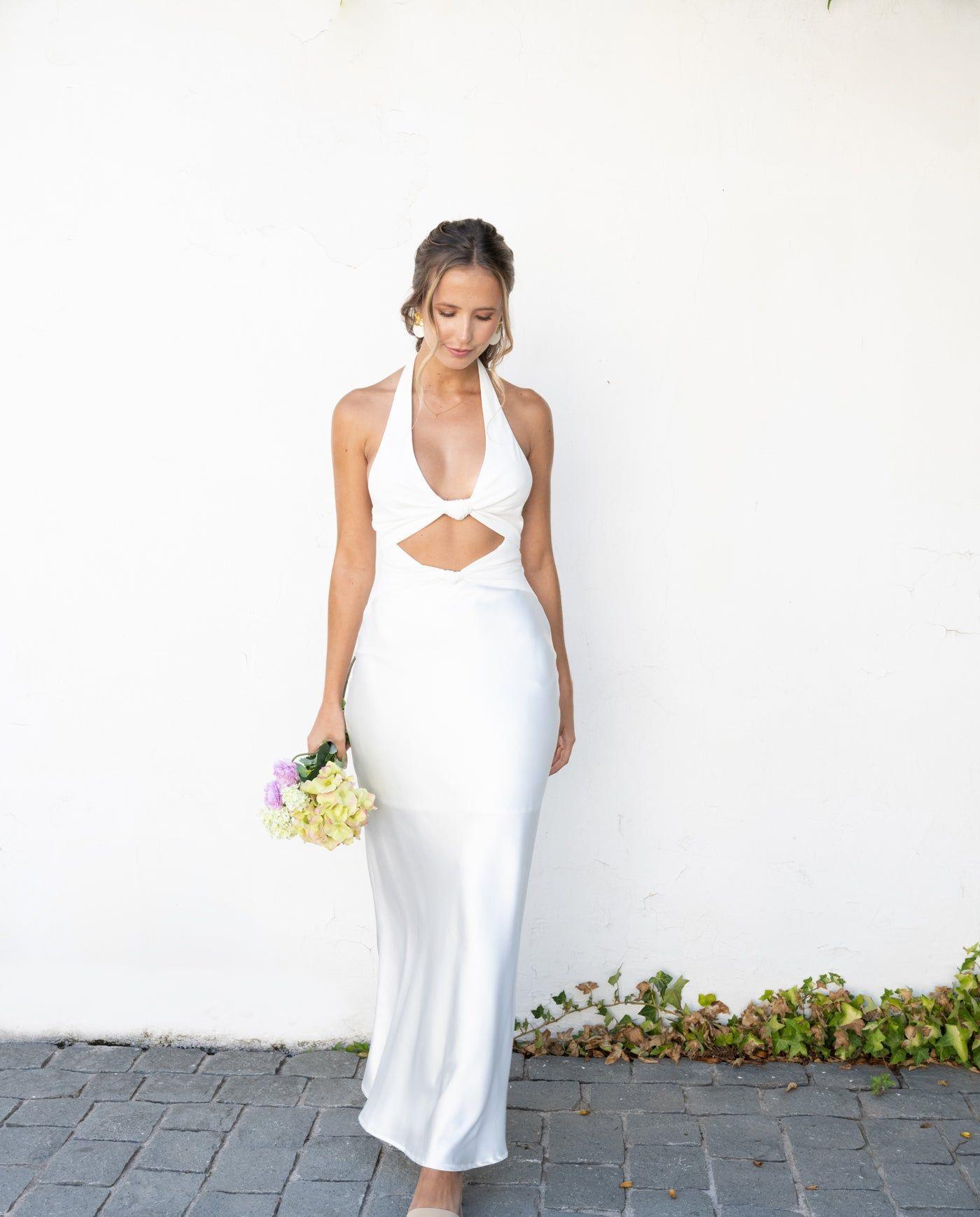 Vestido De Novia Canarias Satín Blanco-4