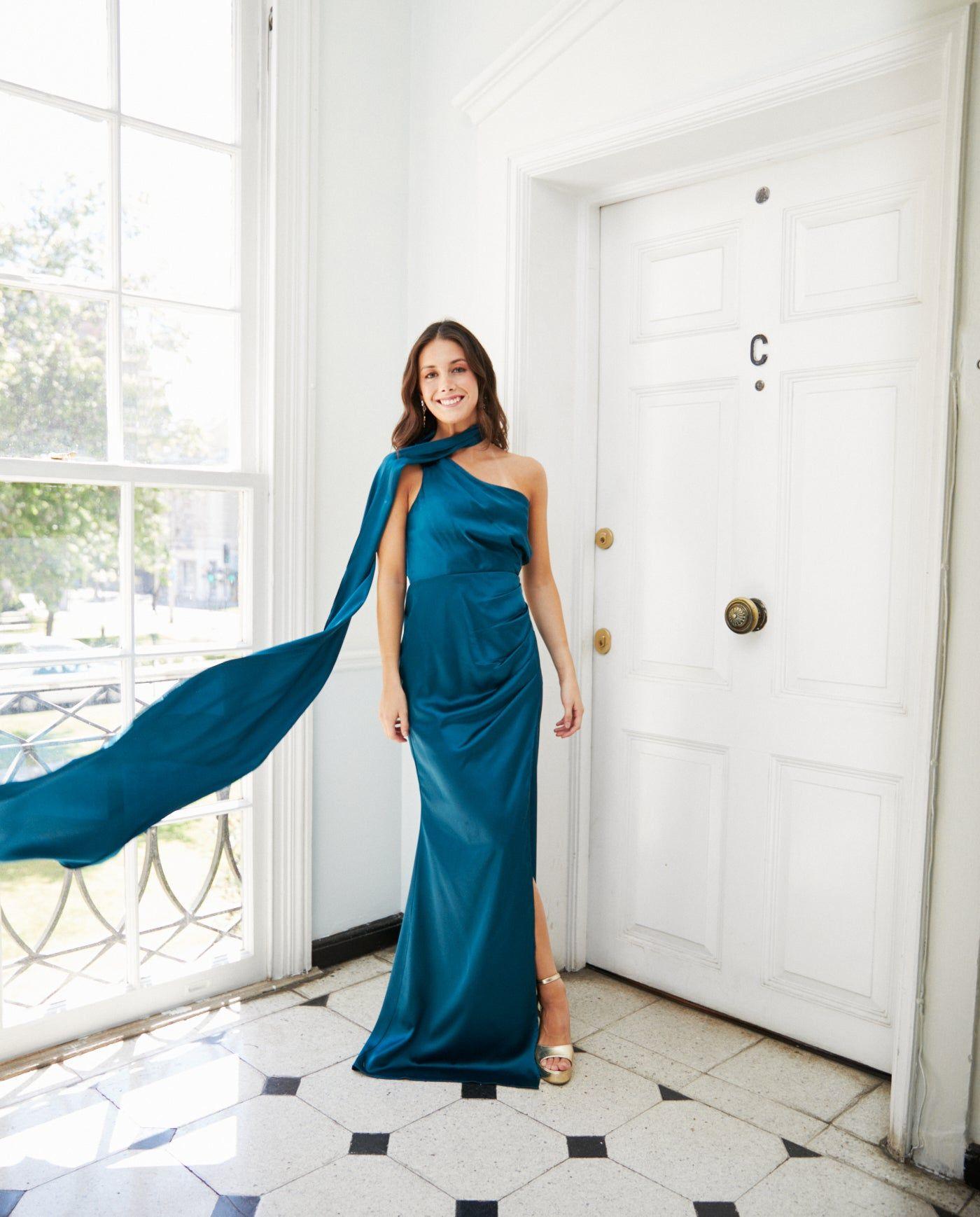 Vestido Largo de Fiesta Joaquina Turquesa Oscuro-2