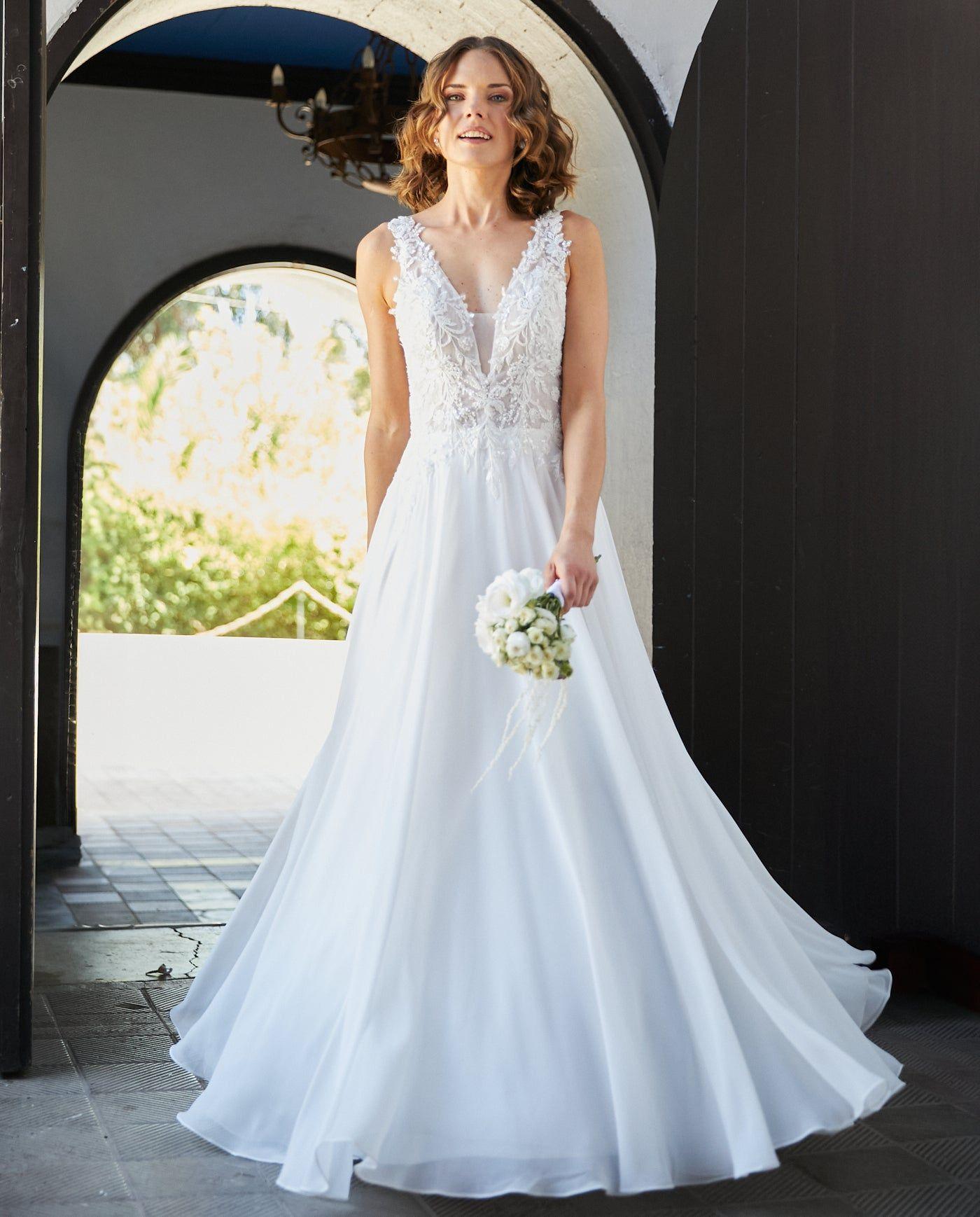 Vestido Largo de Novia Elan Gasa Ivory-0