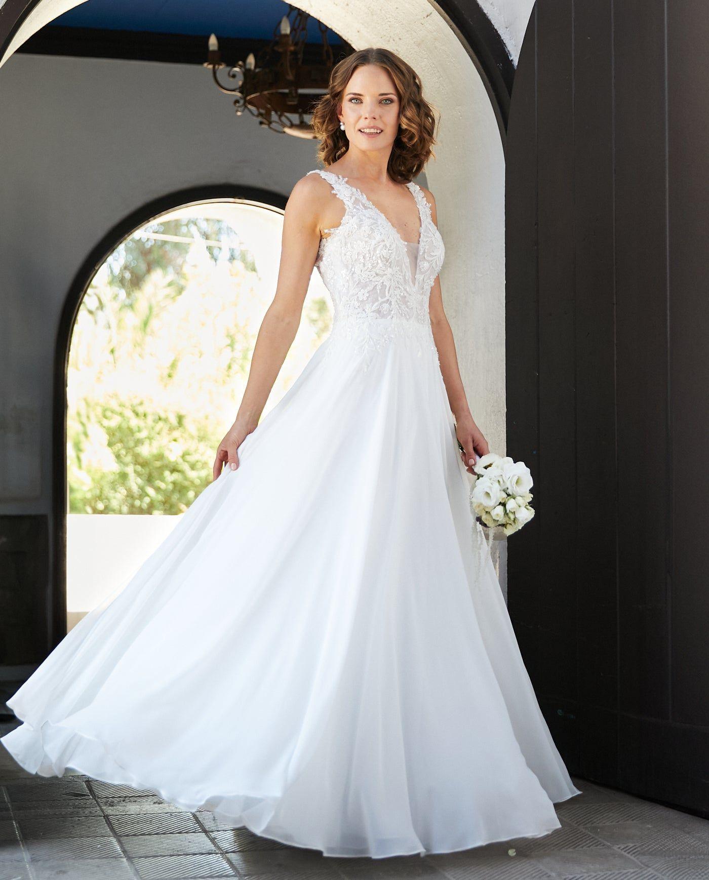 Vestido Largo de Novia Elan Gasa Ivory-5