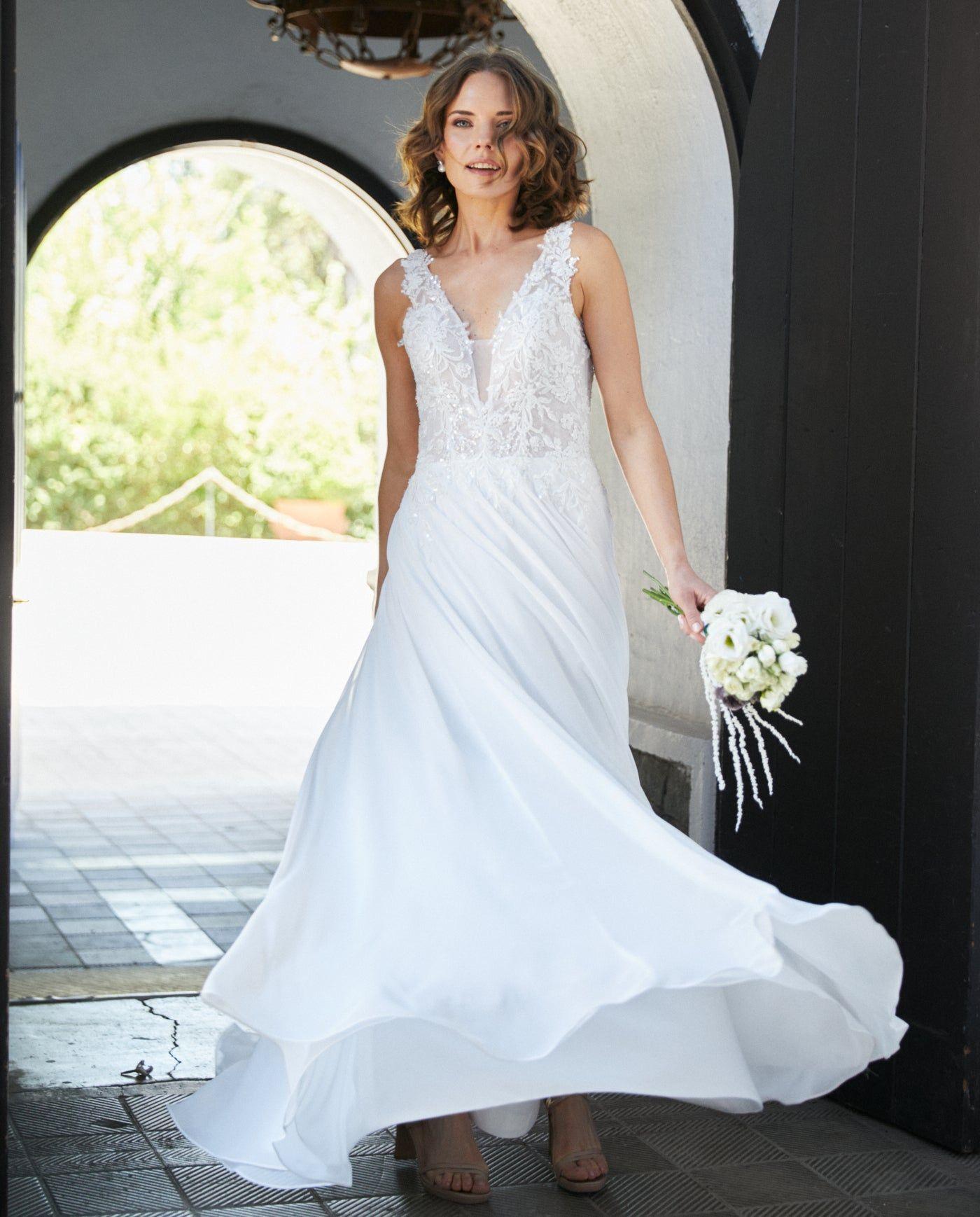 Vestido Largo de Novia Elan Gasa Ivory-9