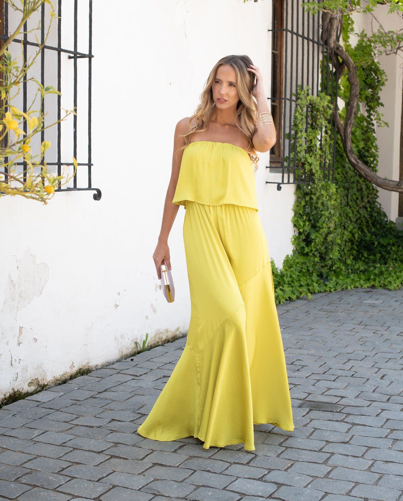 Vestido Largo de Fiesta Valentina Verde Limón-2