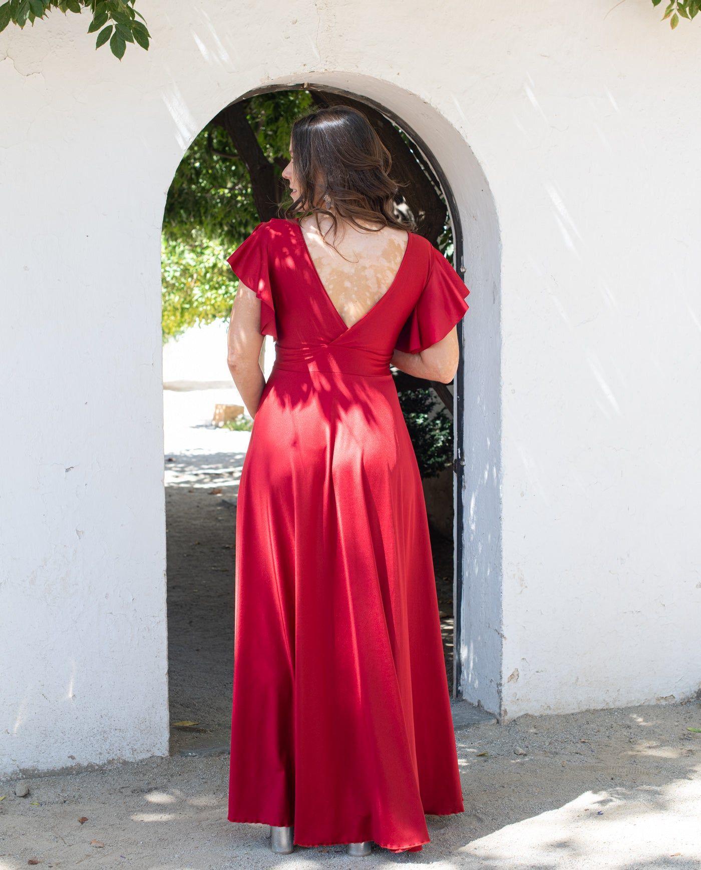 Vestido Largo de Fiesta Isa Rojo-3