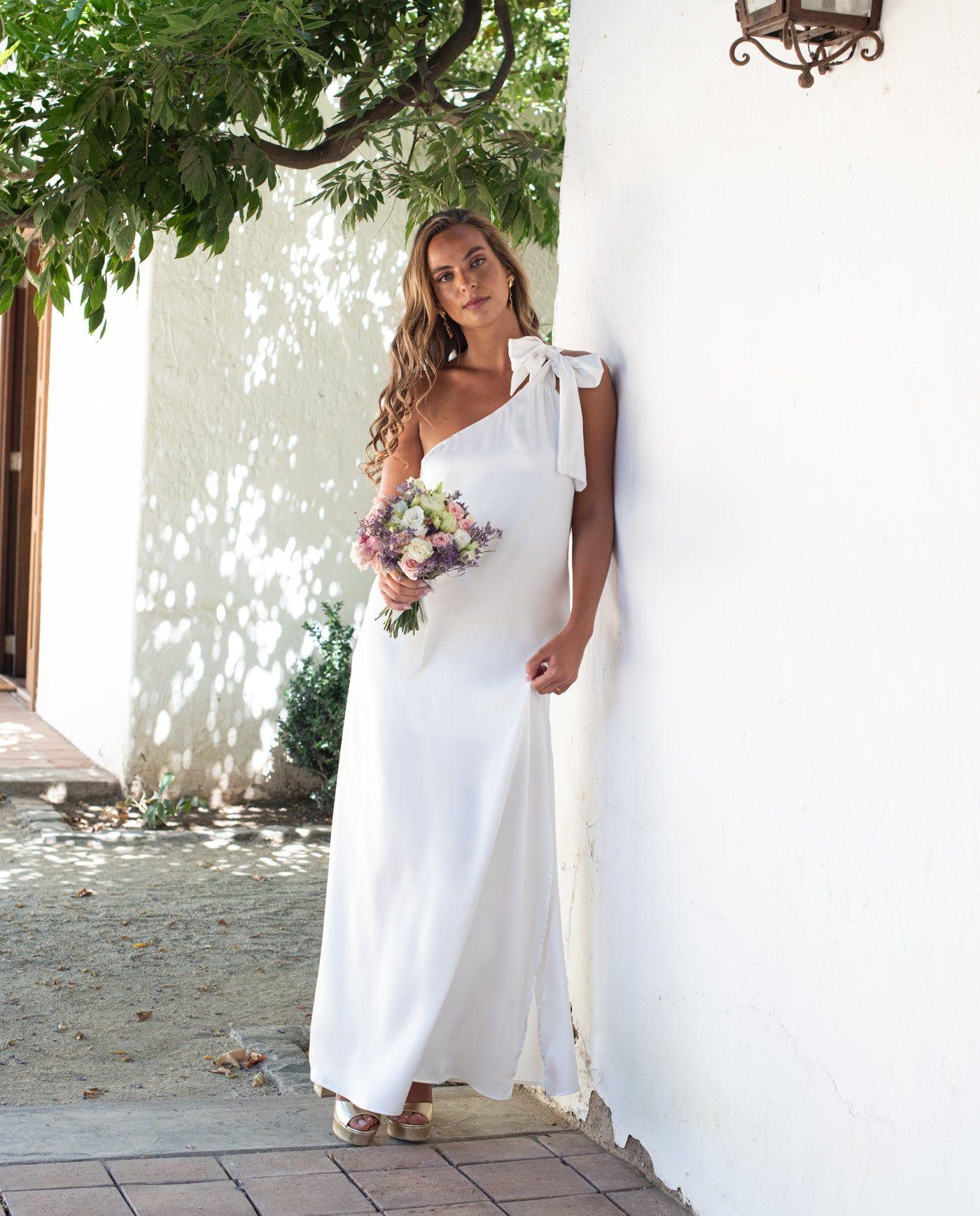 VESTIDO DE NOVIA LARGO OLIVIA UN HOMBRO IVORY-0