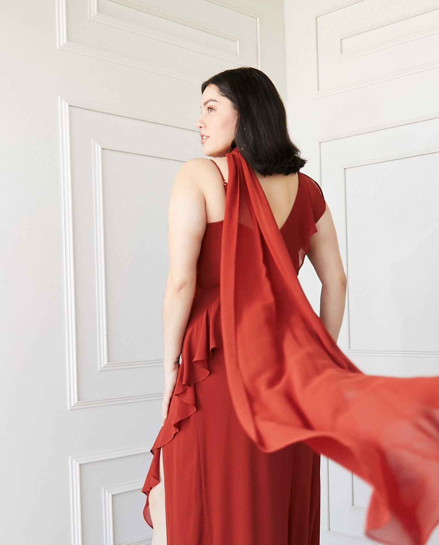 Vestido Largo de Fiesta Maia Terracota-2