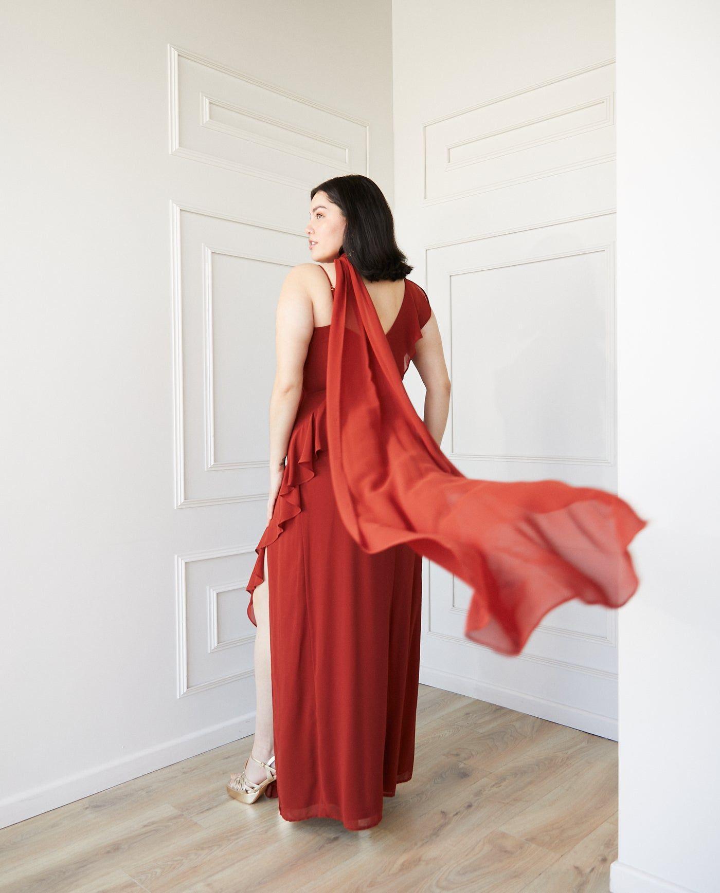 Vestido Largo de Fiesta Maia Terracota-3