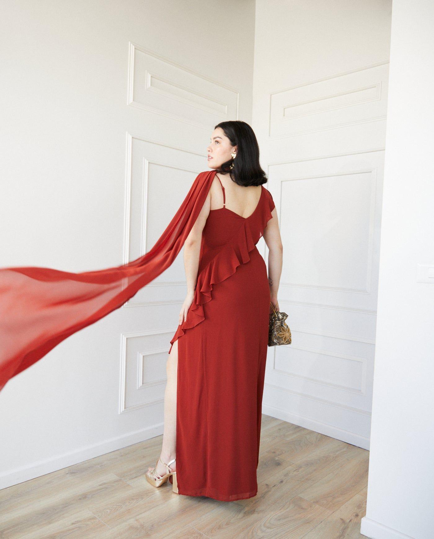 Vestido Largo de Fiesta Maia Terracota-4