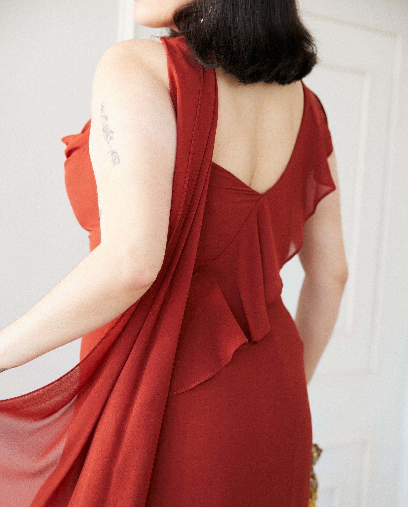 Vestido Largo de Fiesta Maia Terracota-5